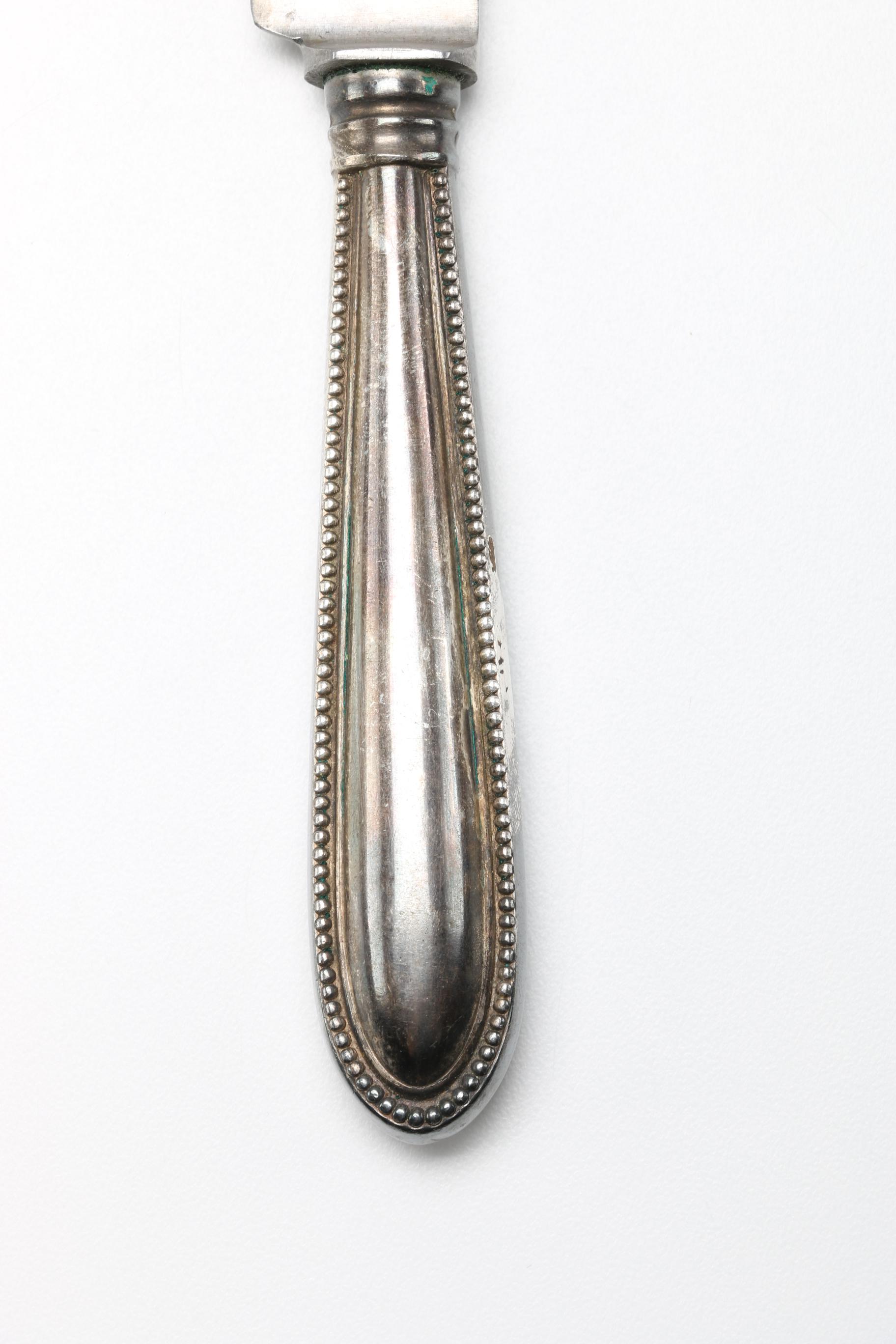 Sterling and Antler Carving Fork with Silver Plate Knife