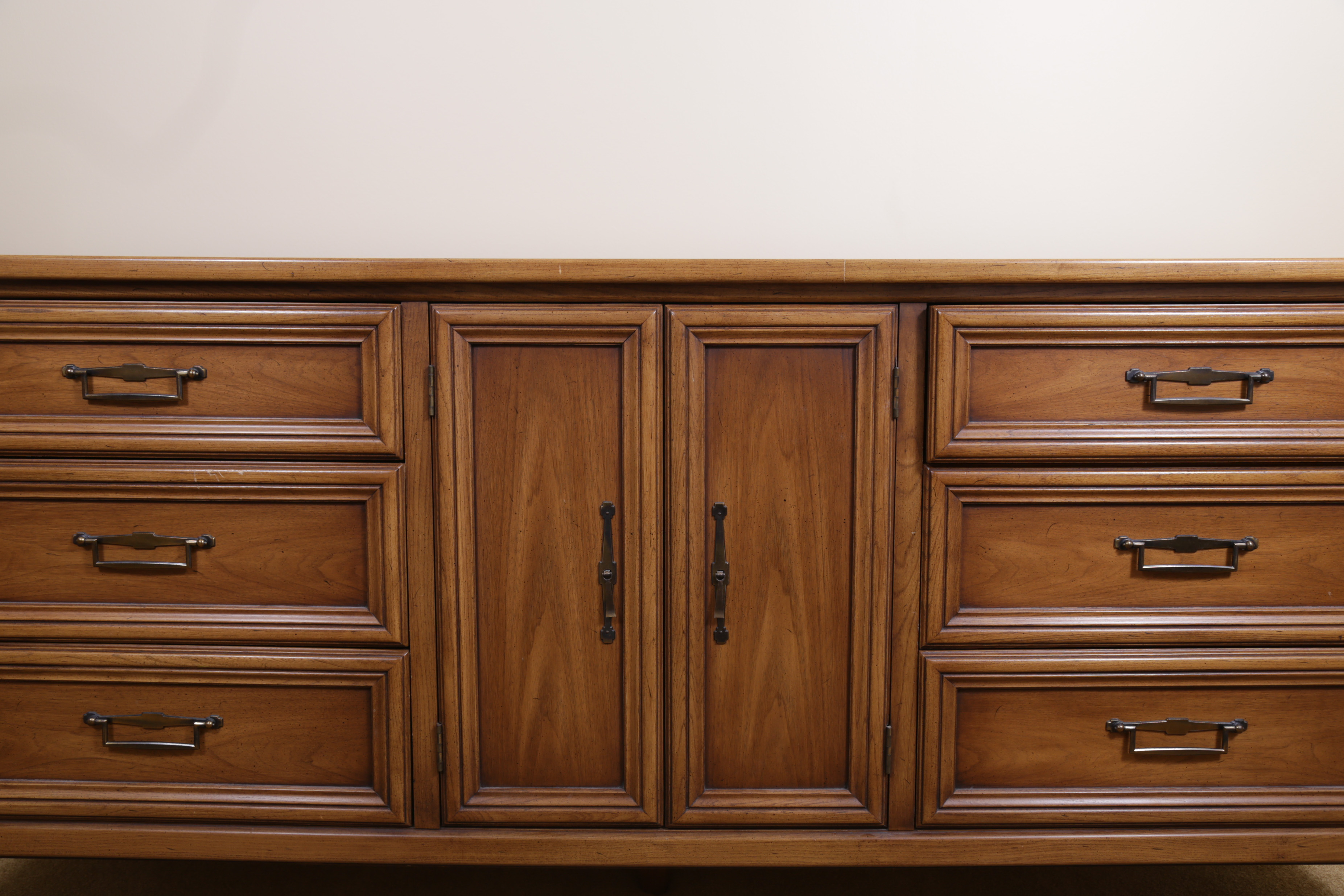 Vintage Butternut Dresser by White Furniture Company With Mirror