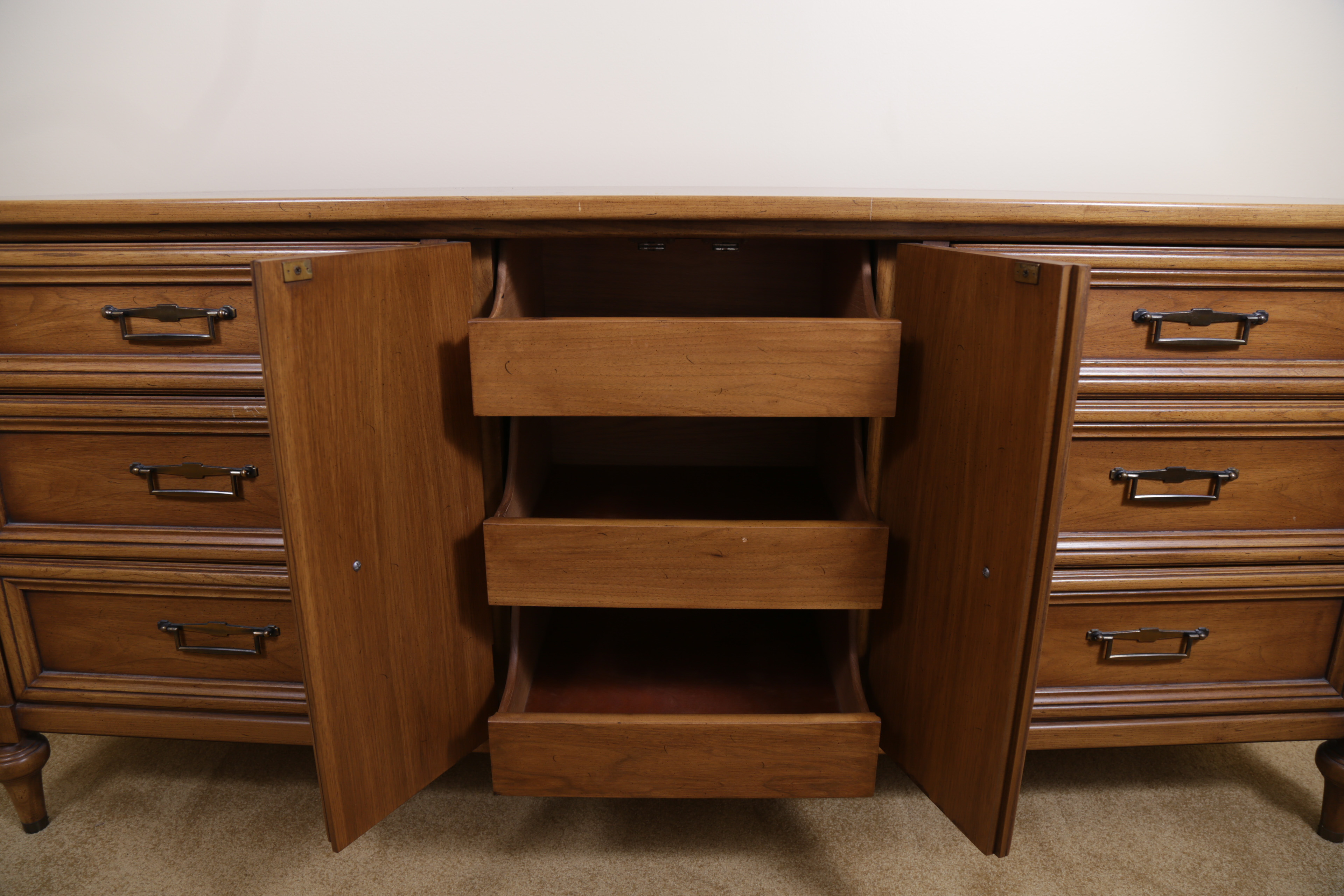 Vintage Butternut Dresser by White Furniture Company With Mirror