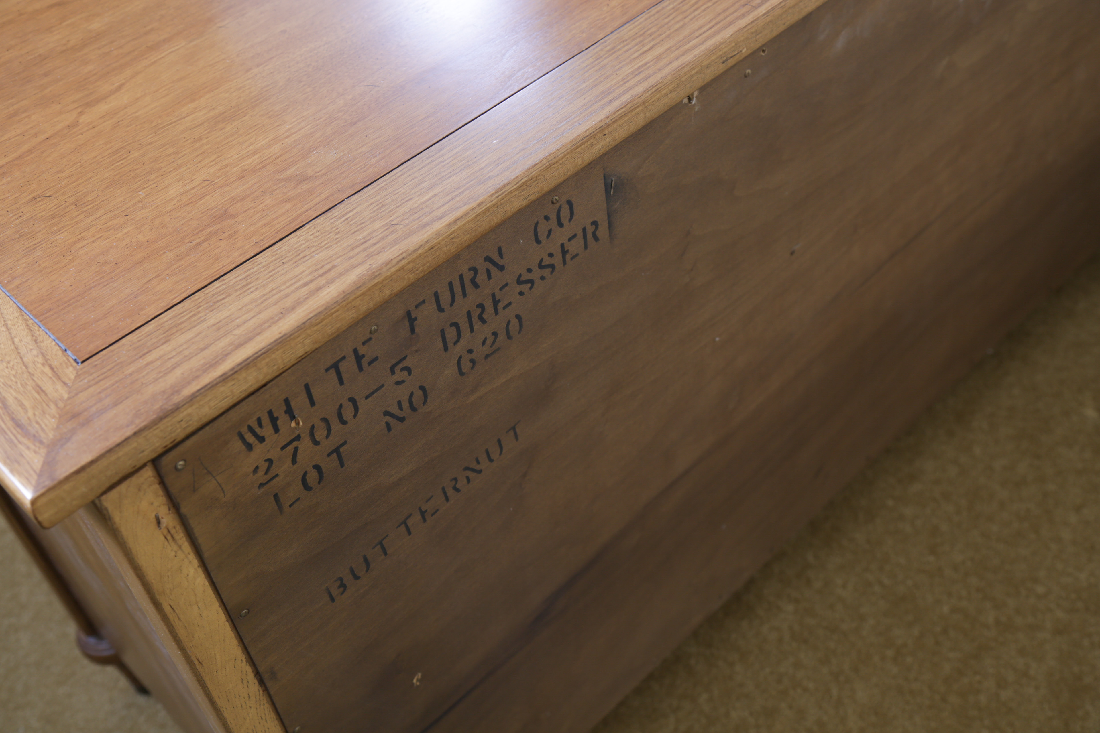 Vintage Butternut Dresser by White Furniture Company With Mirror