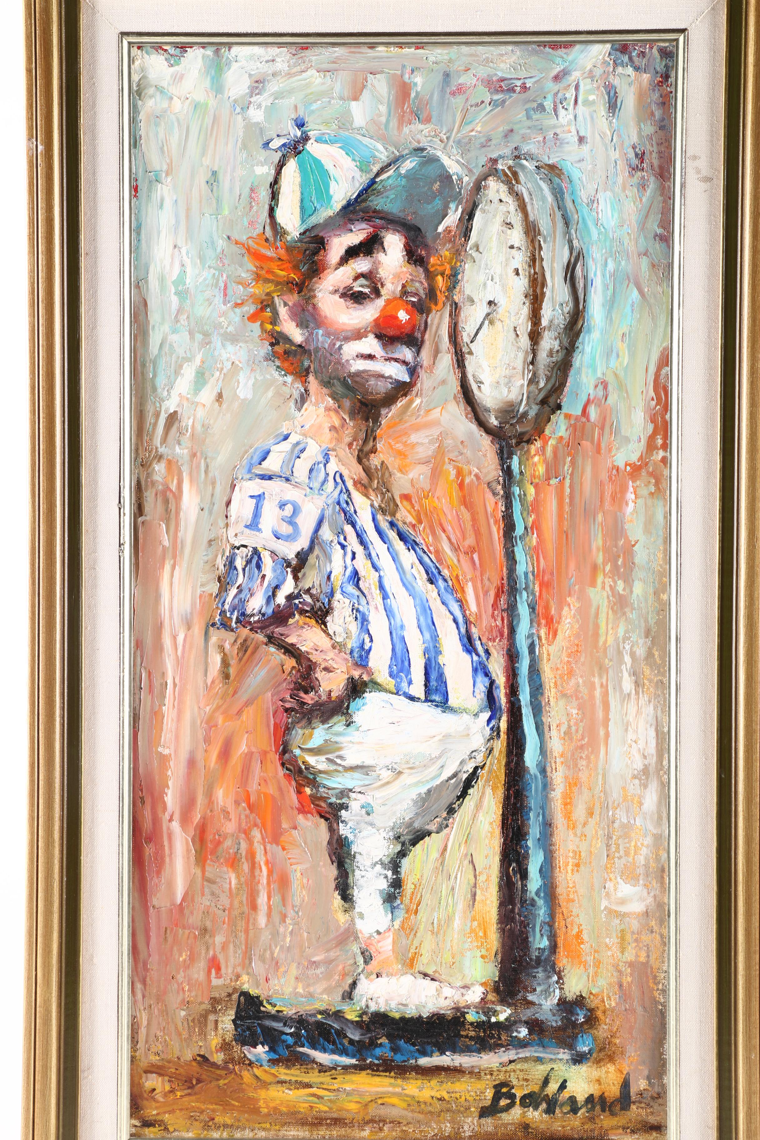George Bohland Oil Painting on Canvas Board of Clown