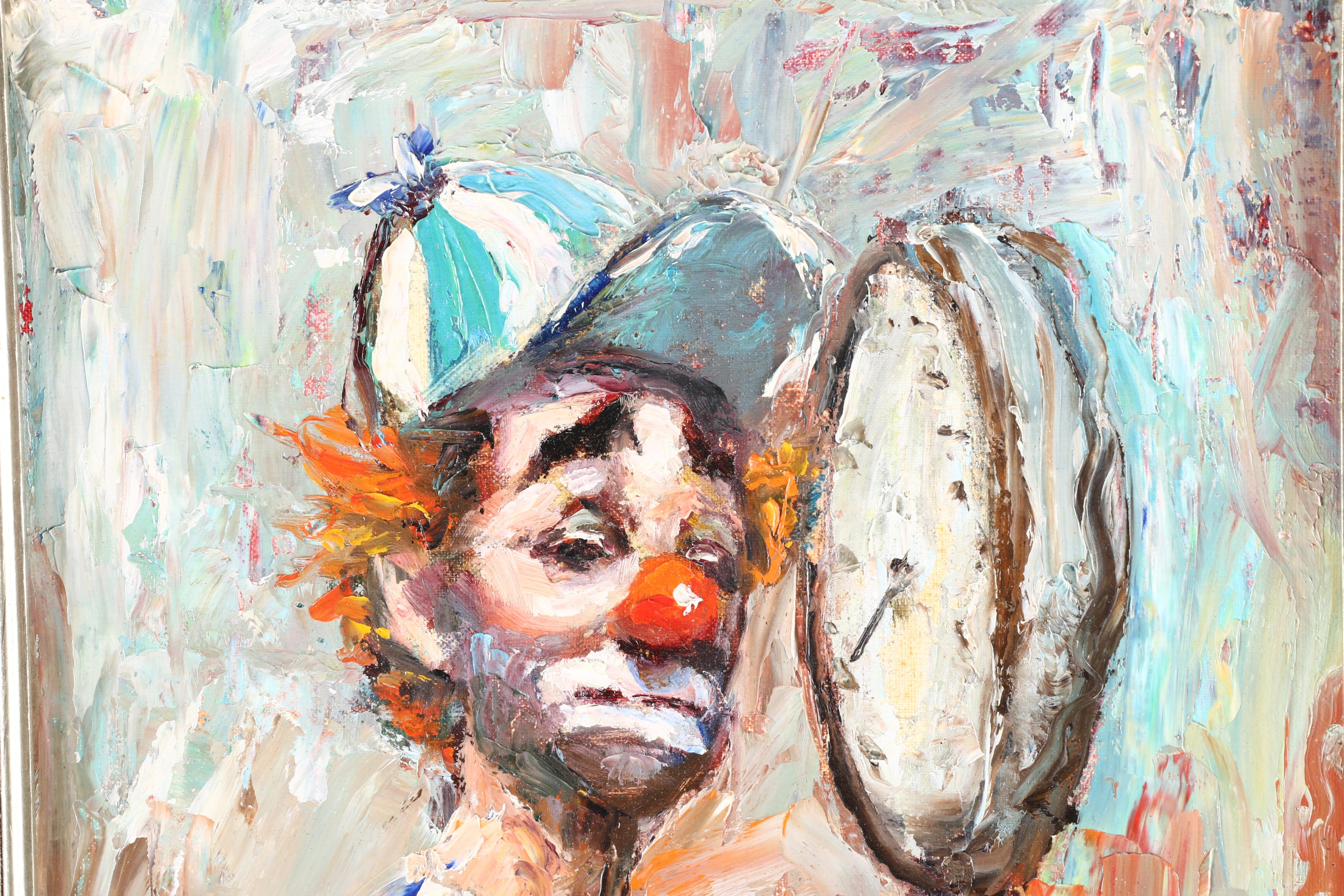 George Bohland Oil Painting on Canvas Board of Clown