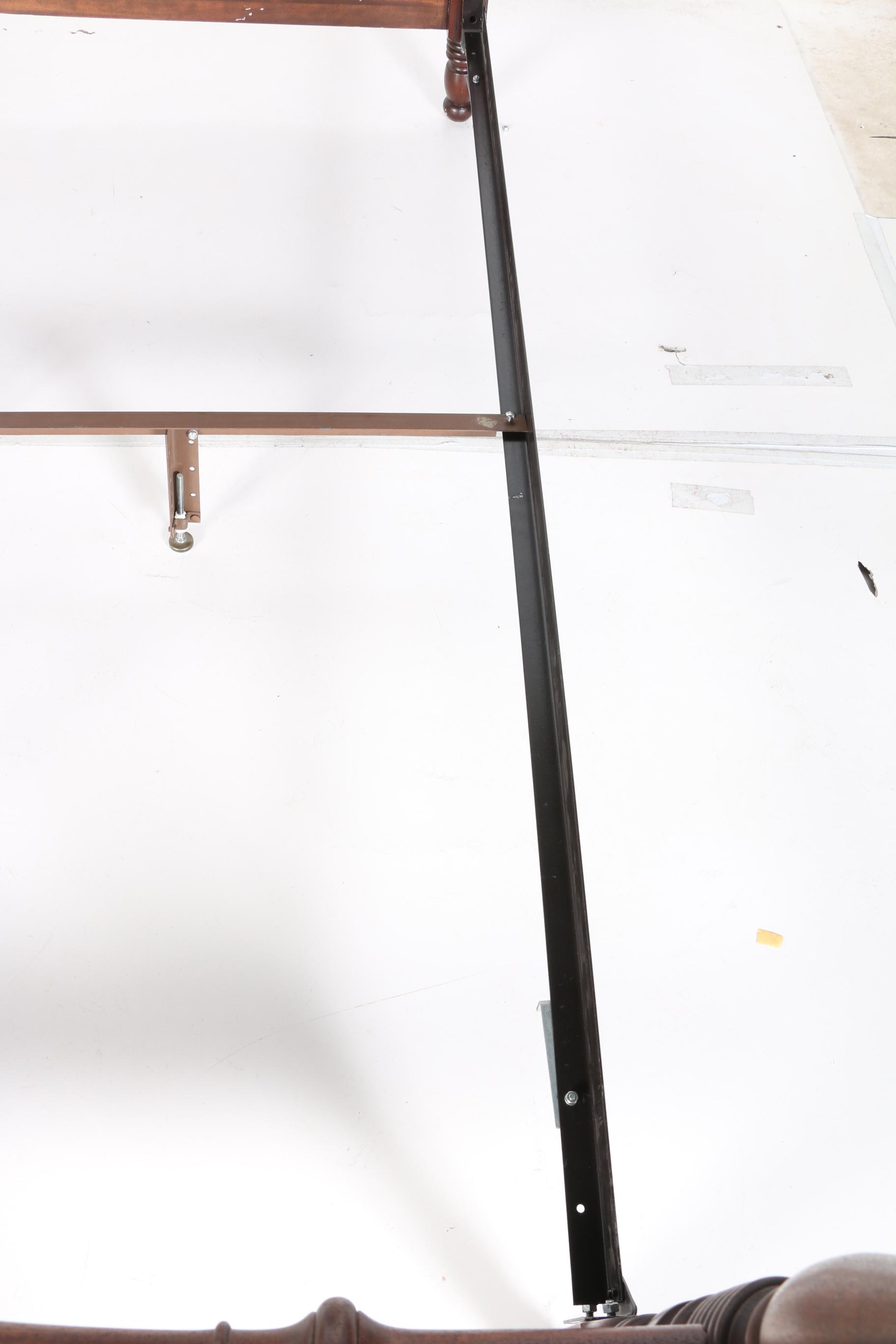 Mahogany Finished Queen Size Four Poster Bed WIth Pinecone Finials