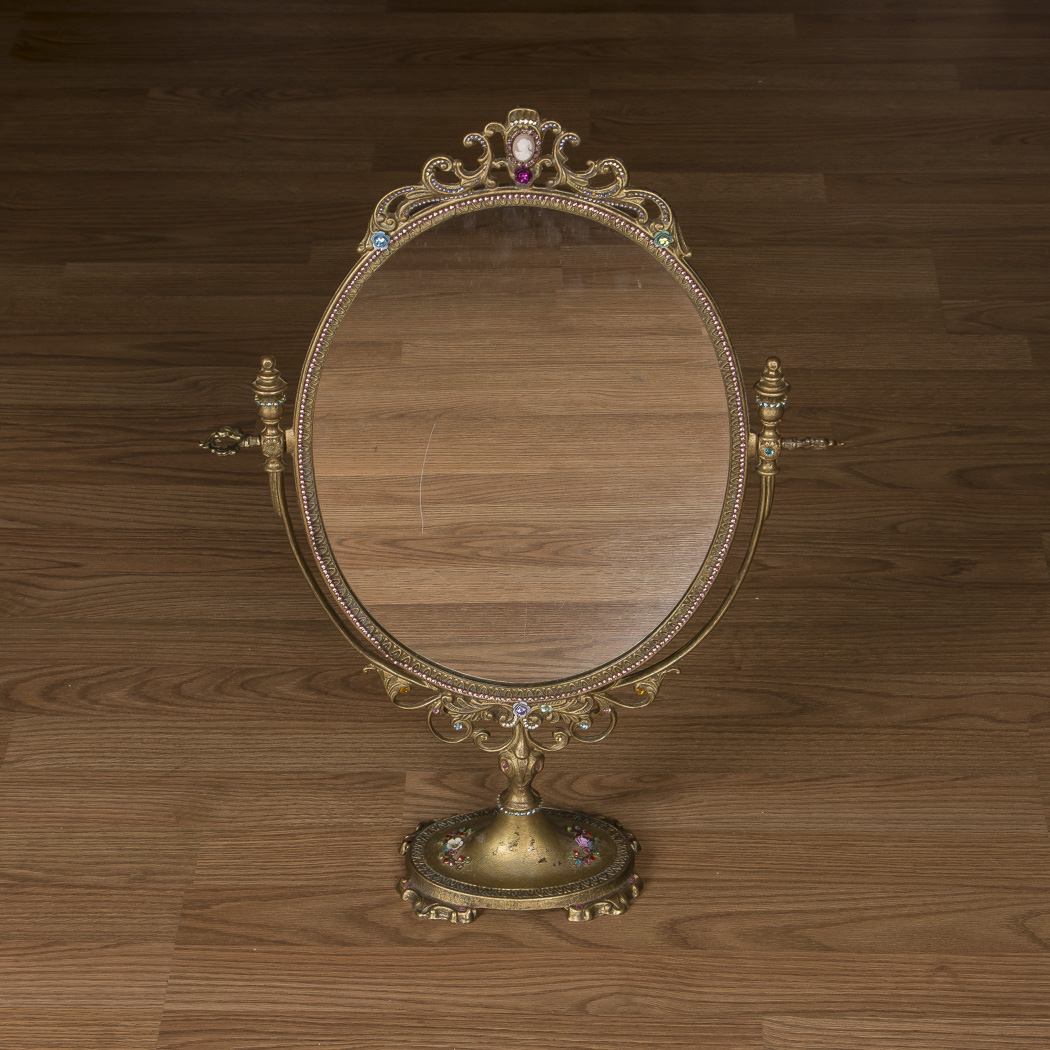 Ornate Rhinestone Decorated Table Mirror