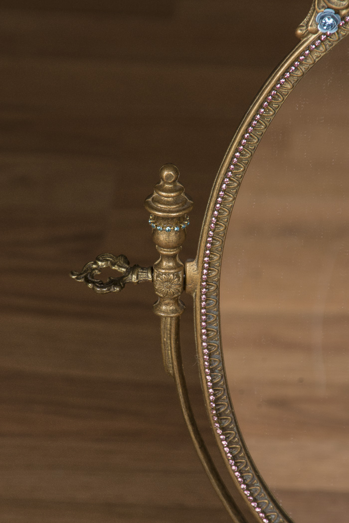 Ornate Rhinestone Decorated Table Mirror