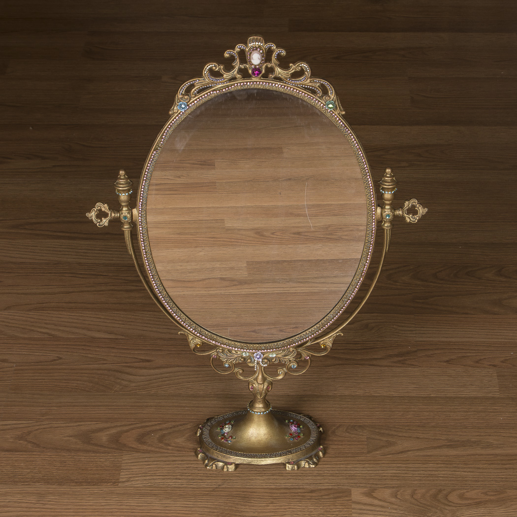 Ornate Rhinestone Decorated Table Mirror
