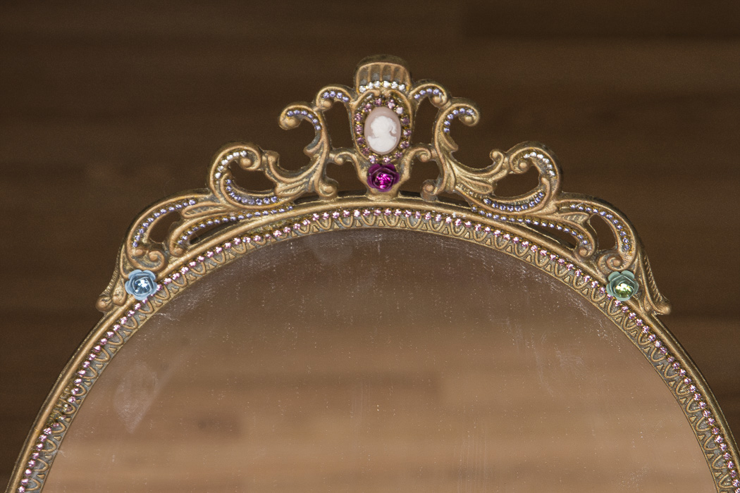 Ornate Rhinestone Decorated Table Mirror