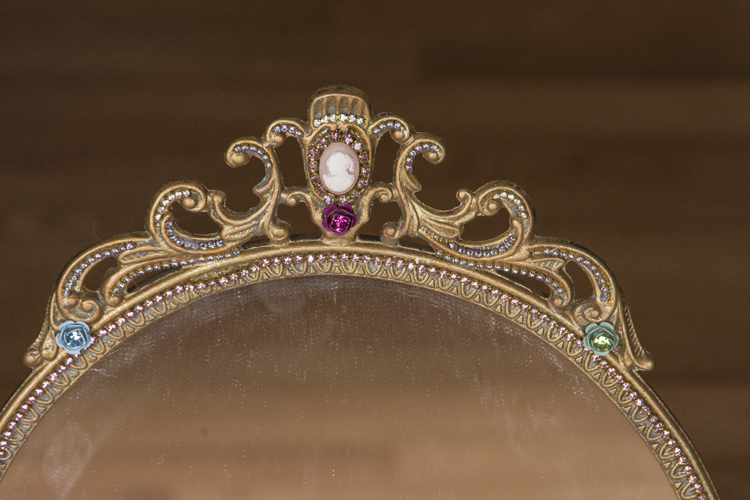 Ornate Rhinestone Decorated Table Mirror