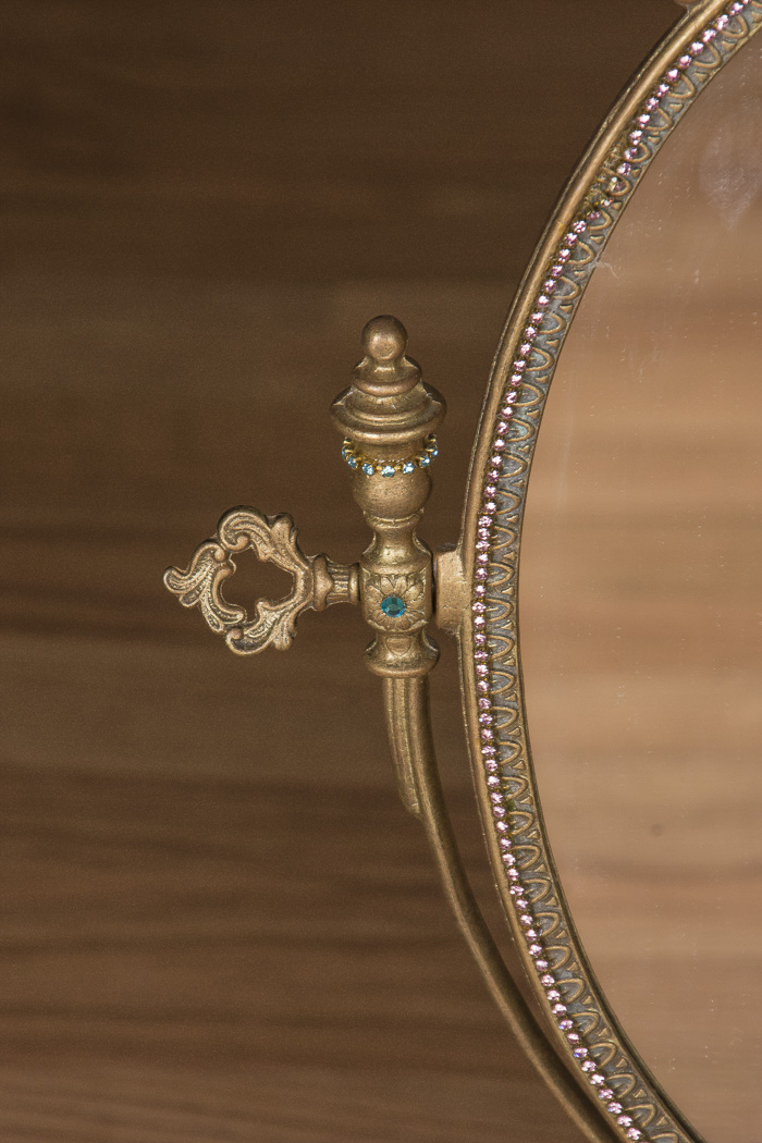 Ornate Rhinestone Decorated Table Mirror