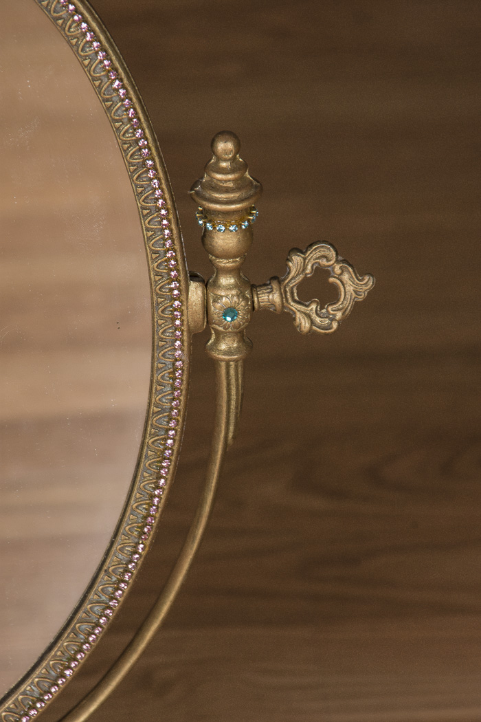 Ornate Rhinestone Decorated Table Mirror