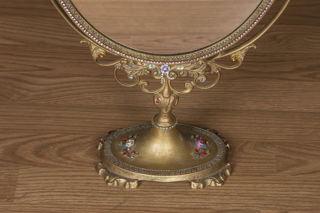Ornate Rhinestone Decorated Table Mirror