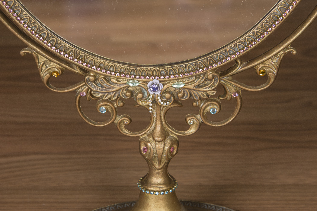 Ornate Rhinestone Decorated Table Mirror