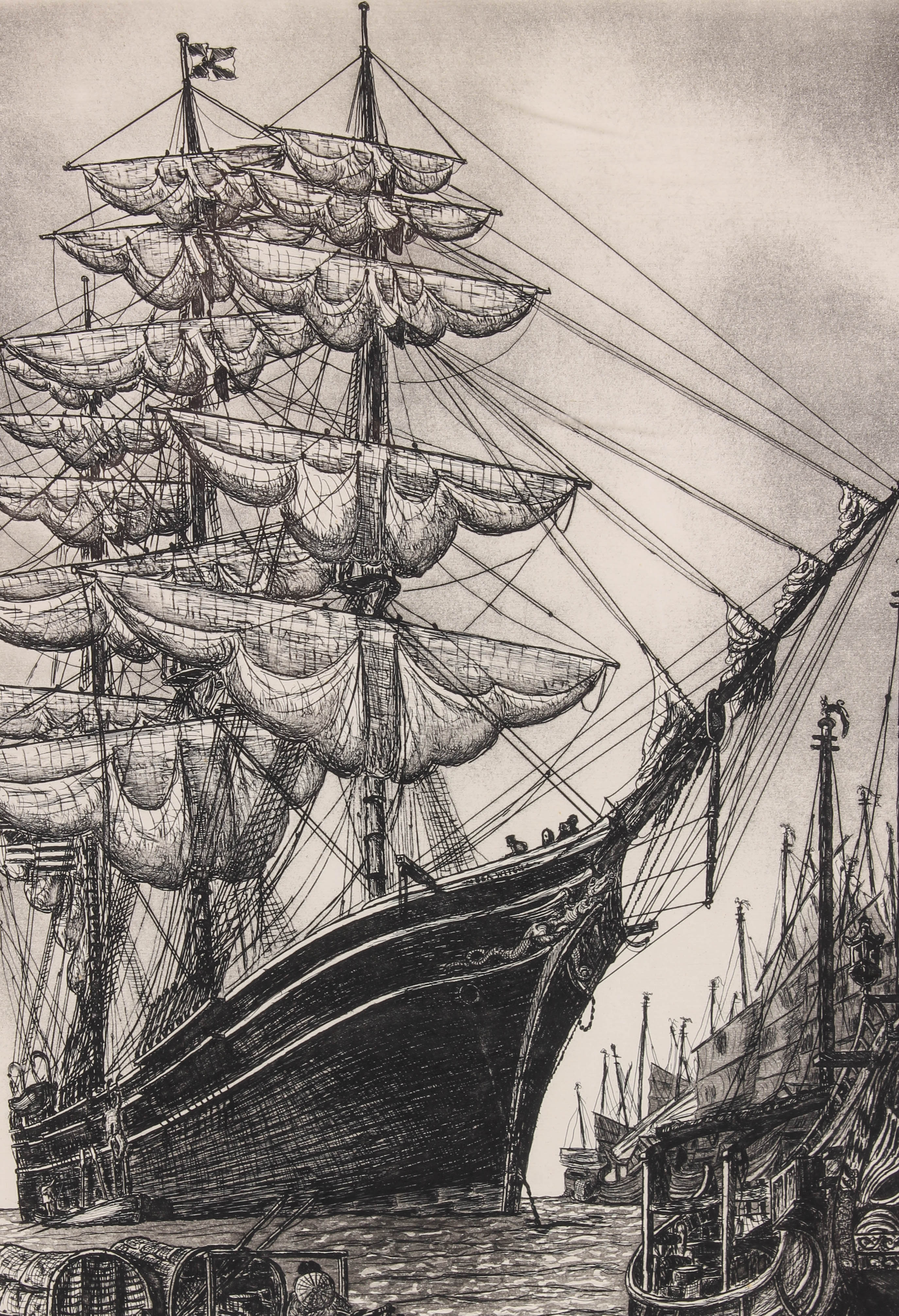 Set of Four Alan Jay Gaines Nautical Themed Etchings