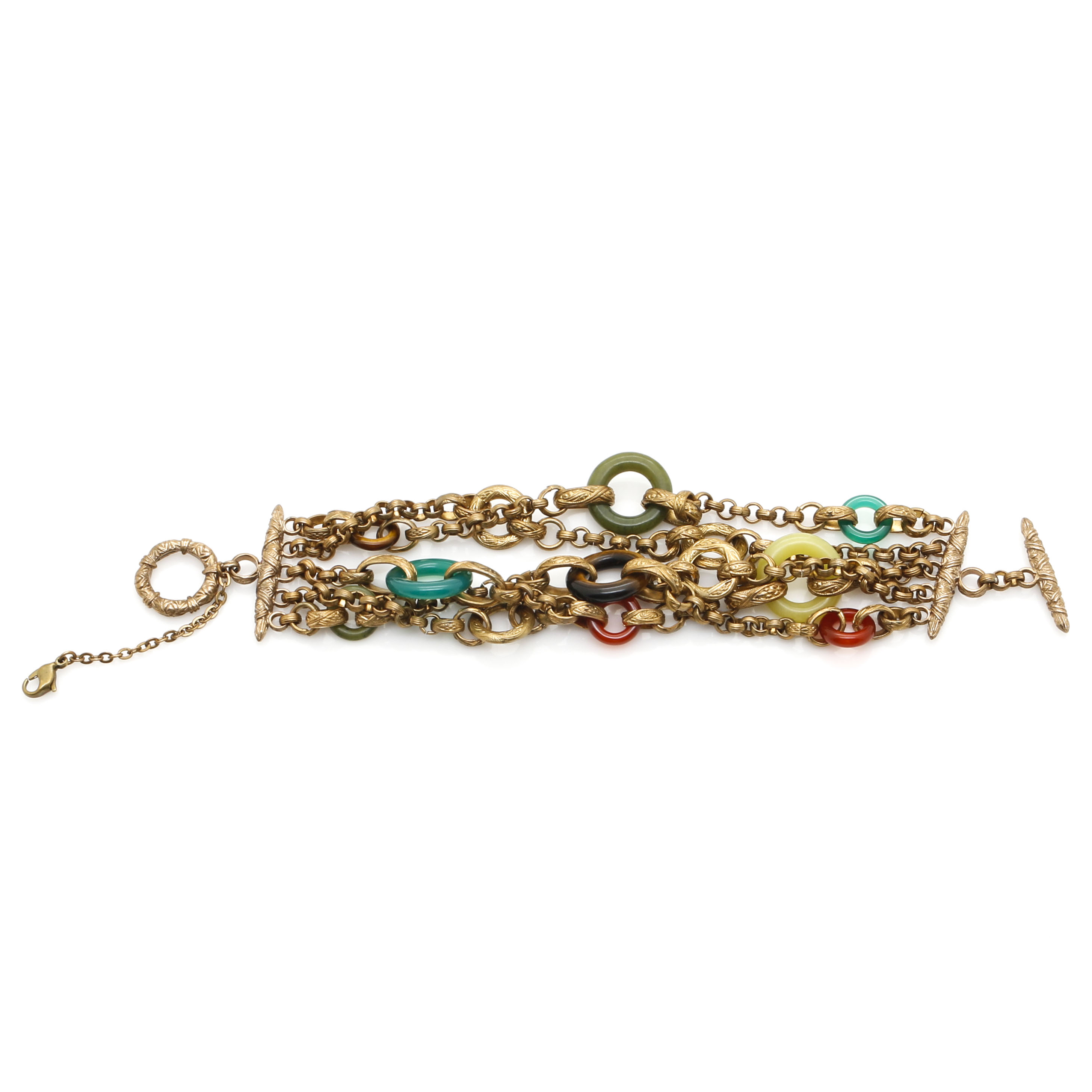 Stephen Dweck Gold Tone Gemstone Bracelet
