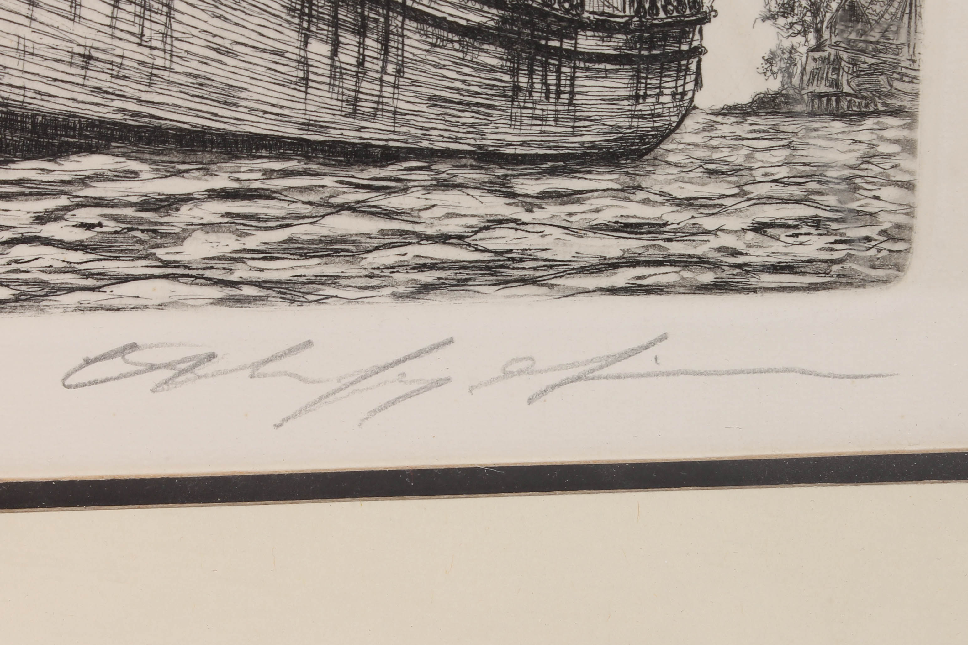 Set of Four Alan Jay Gaines Nautical Themed Etchings