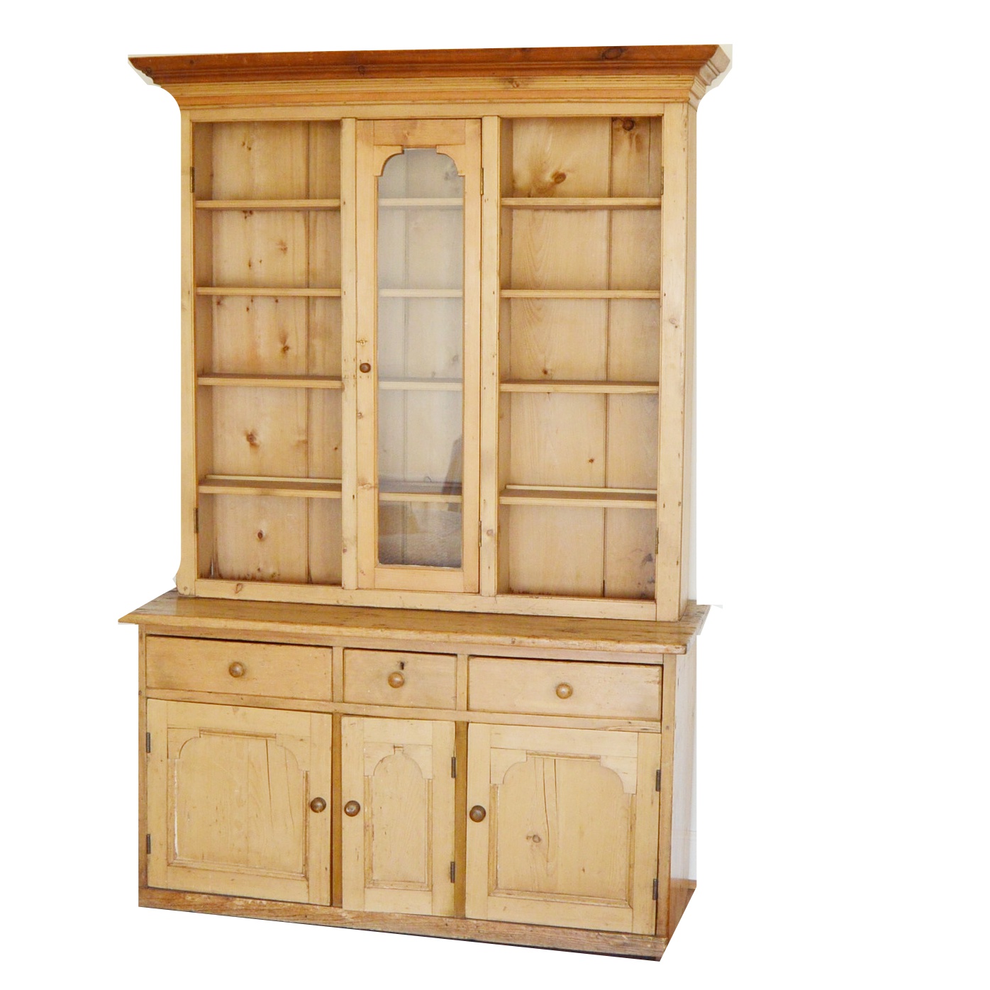 Country French Style Pine Step Back Cupboard