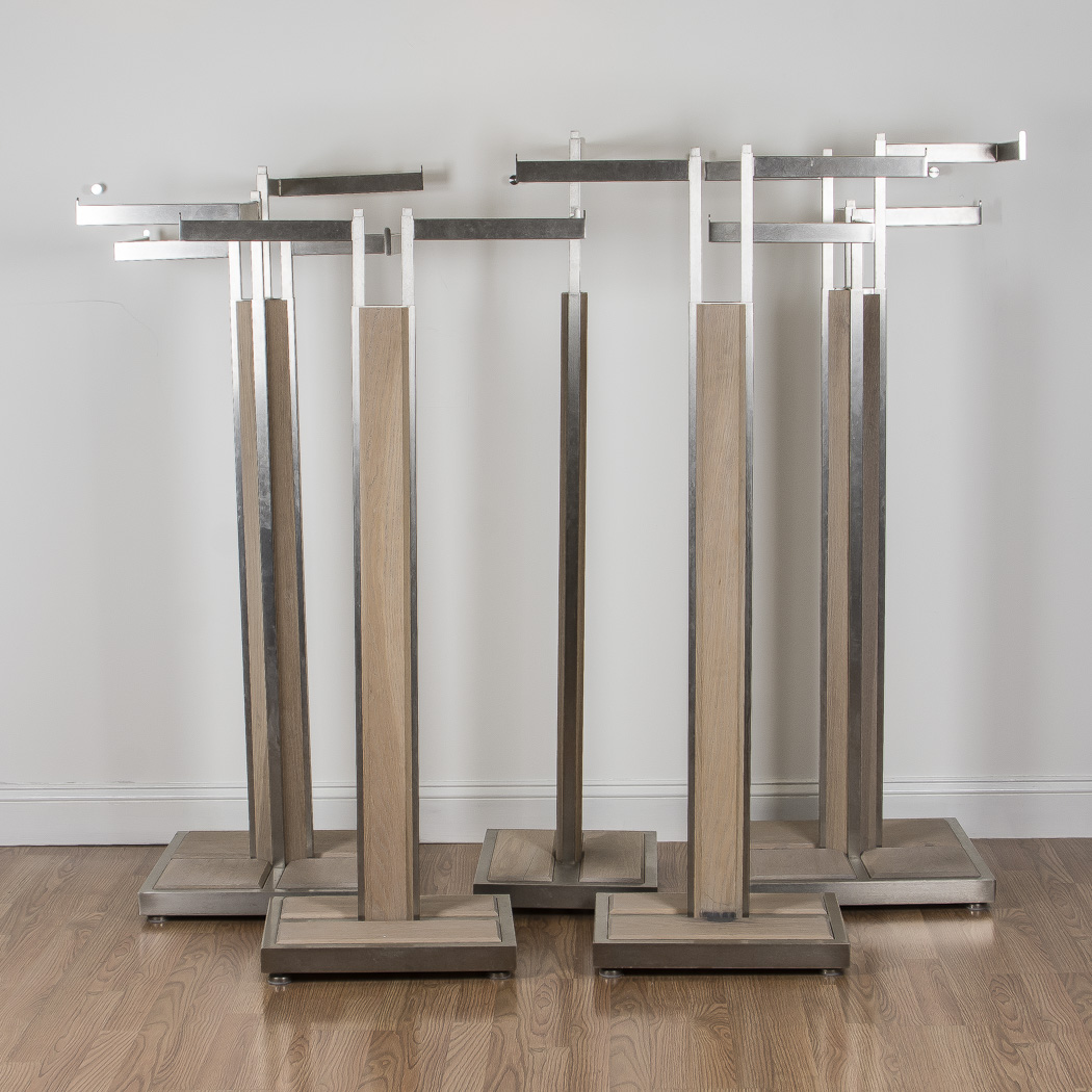 Set of Five Wood and Metal Display Racks