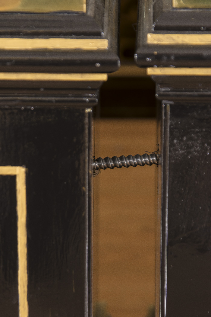 Black Lacquered and Brass Lighted Retail Display Cases