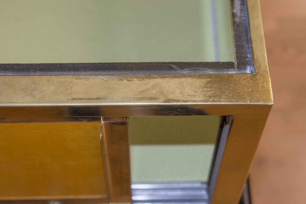 Black Lacquered and Brass Lighted Retail Display Cases