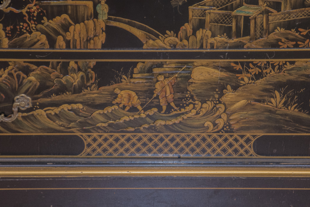 Chinoiserie Breakfront China Cabinet With Butlers Desk