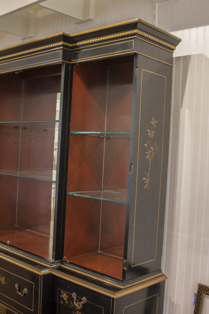 Chinoiserie Breakfront China Cabinet With Butlers Desk