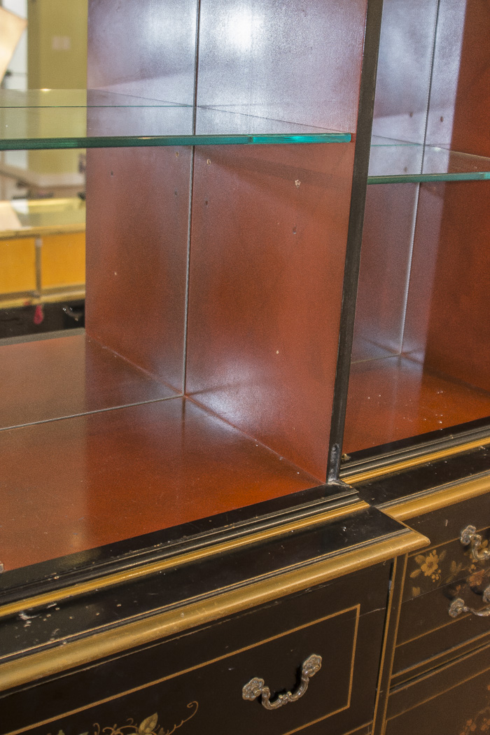 Chinoiserie Breakfront China Cabinet With Butlers Desk