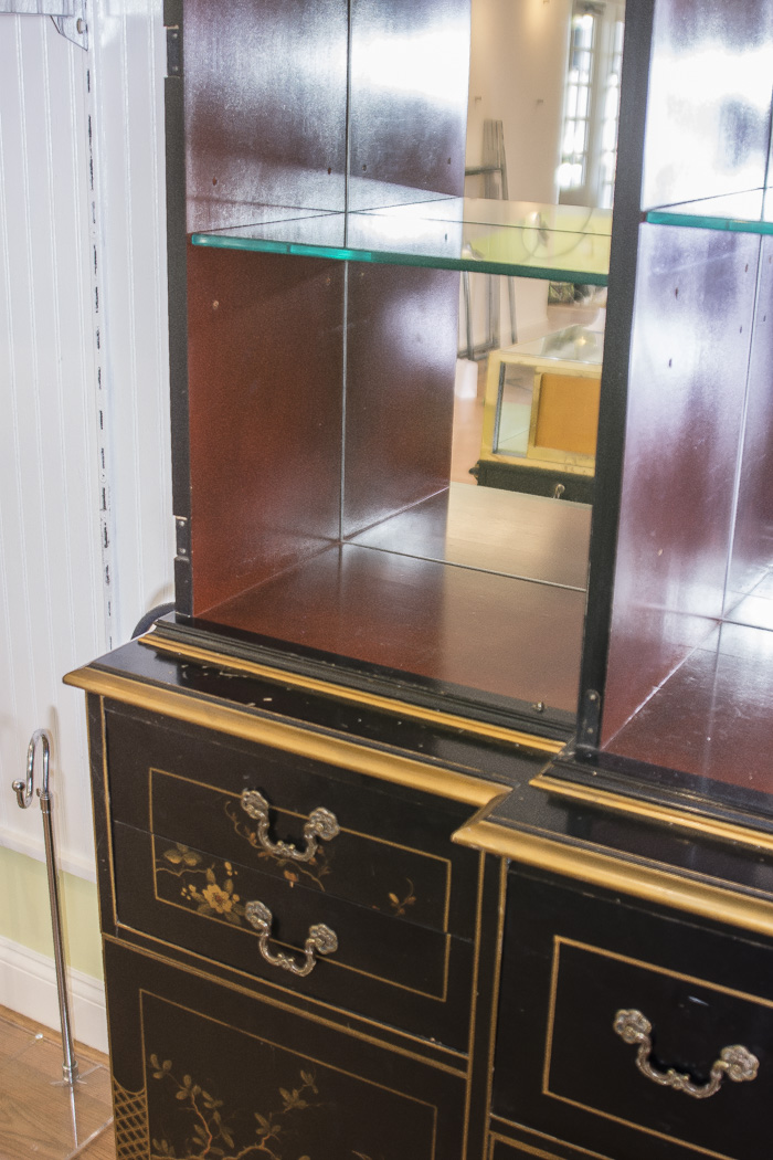 Chinoiserie Breakfront China Cabinet With Butlers Desk