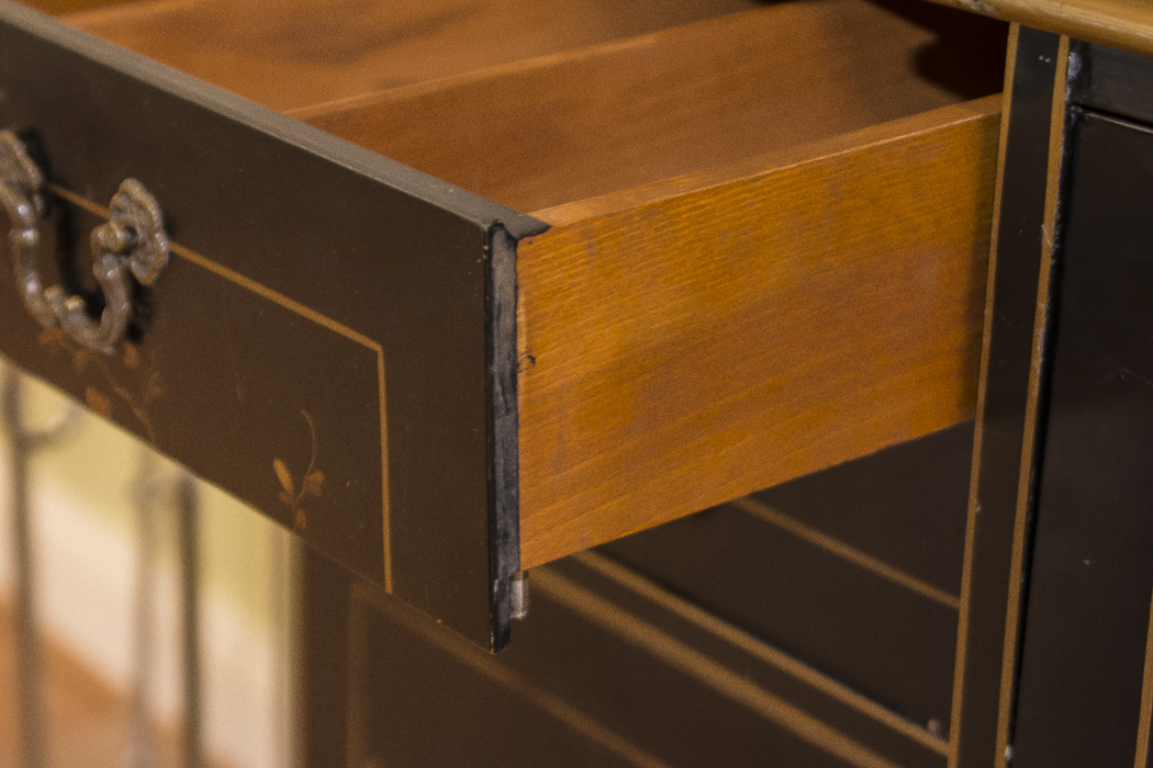 Chinoiserie Breakfront China Cabinet With Butlers Desk