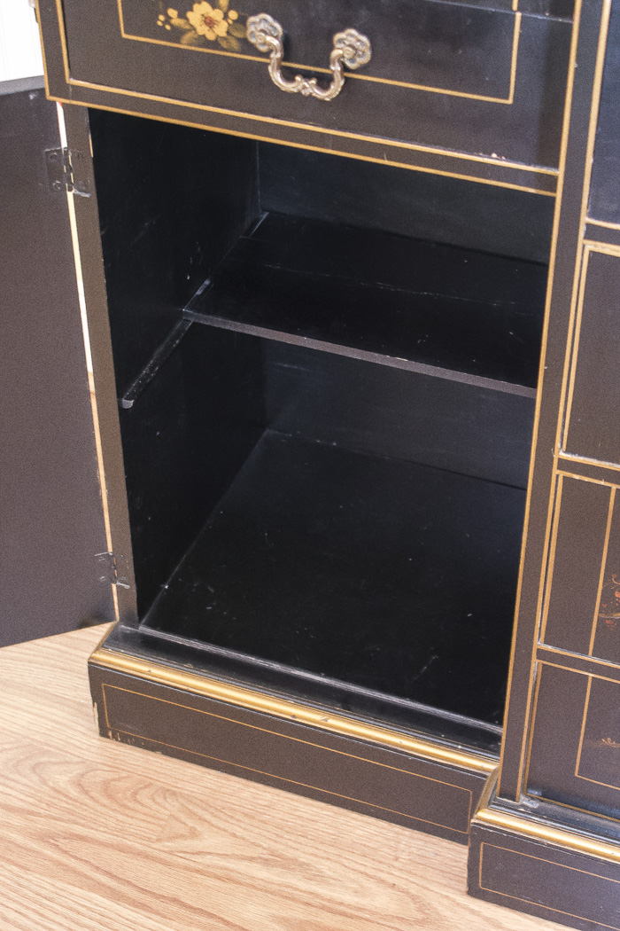 Chinoiserie Breakfront China Cabinet With Butlers Desk