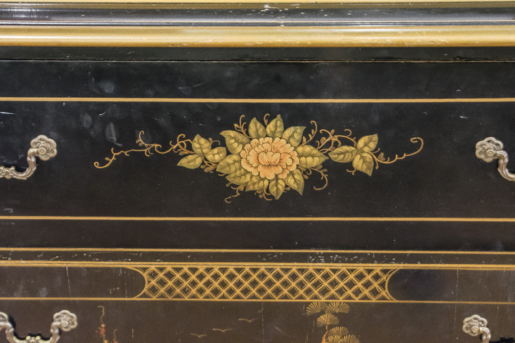 Chinoiserie Breakfront China Cabinet With Butlers Desk