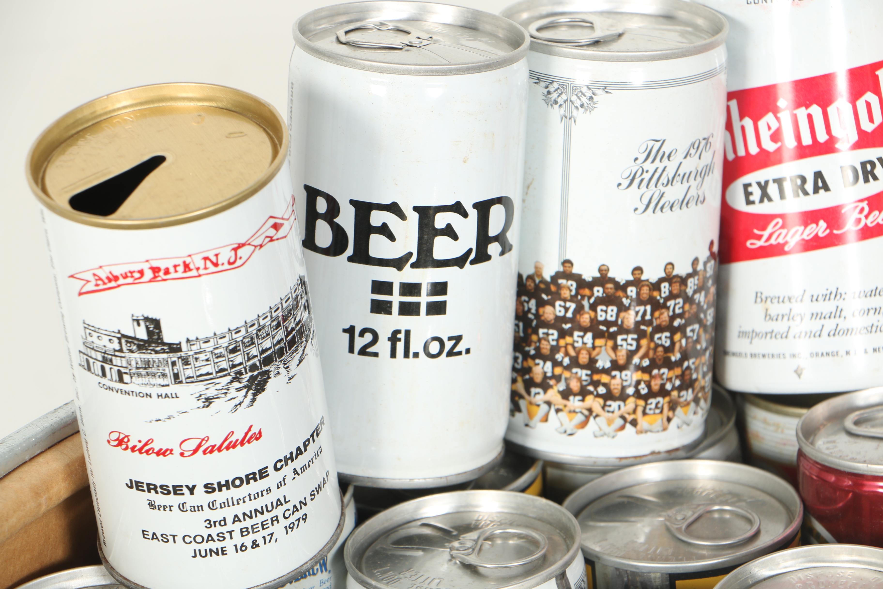 Vintage Beer Cans Including 1976 Pittsburgh Steelers