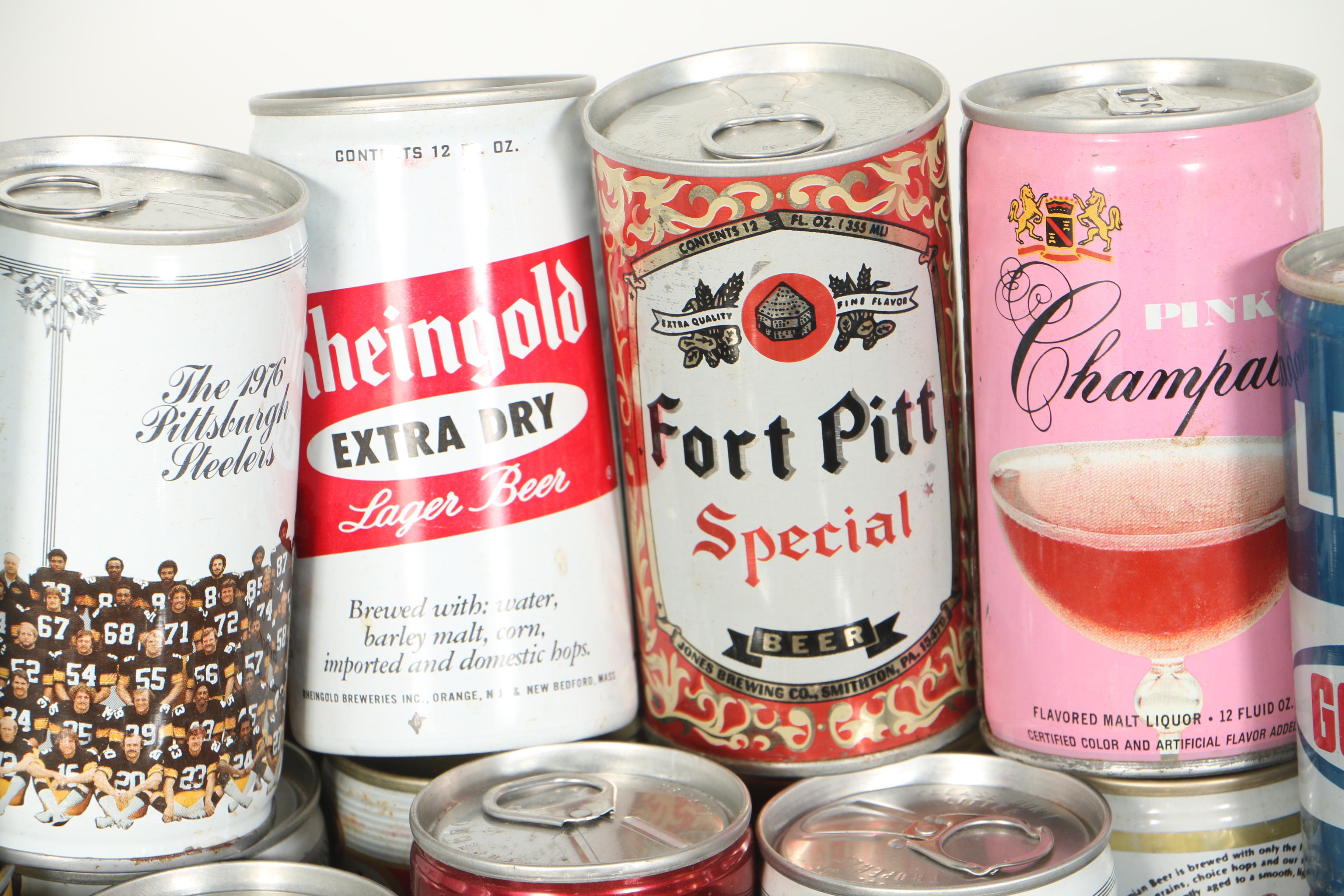 Vintage Beer Cans Including 1976 Pittsburgh Steelers