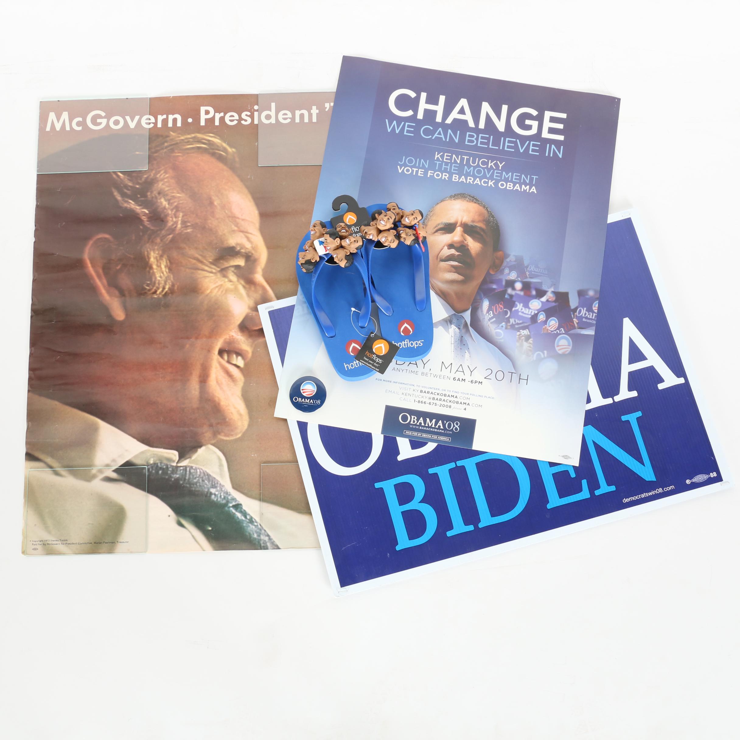 Obama Campaign Ephemera Featuring Obama Hotflops Sandles