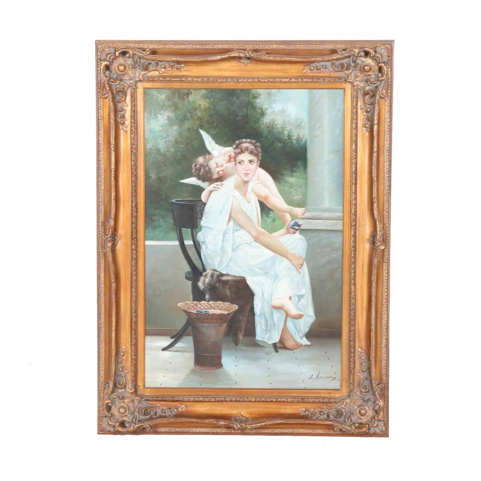 L. Mason Oil on Canvas Painting of Study After Philippe de Champaigne