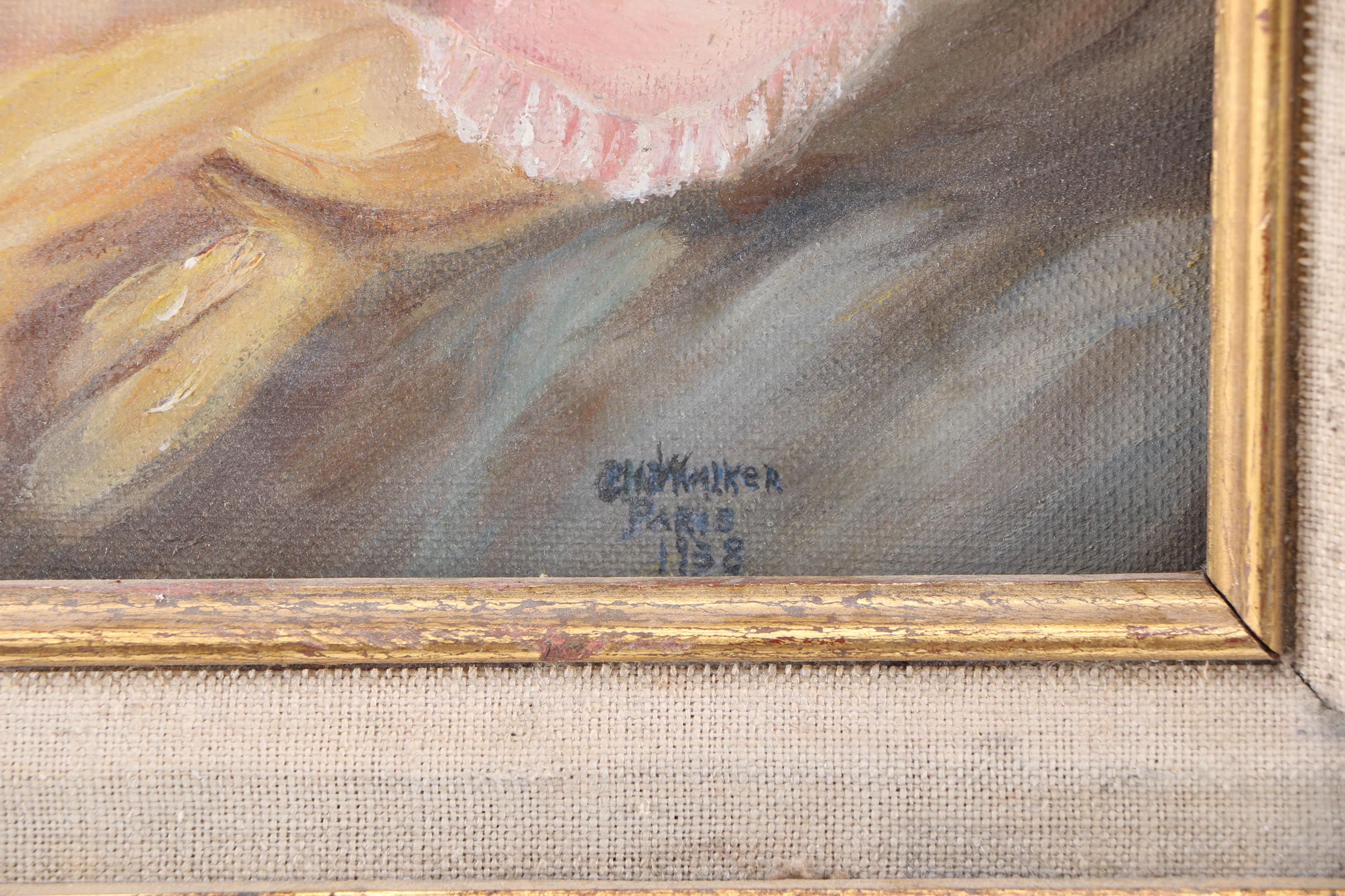 1938 Emily Walker Original Oil Painting on Canvas Board of Reclining Female Nude