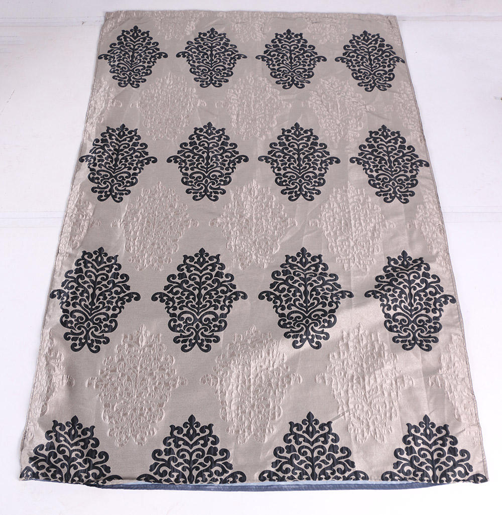 Silver Taupe Drapes With Black Medallions and Rhinestone Embellished Tassel Ties