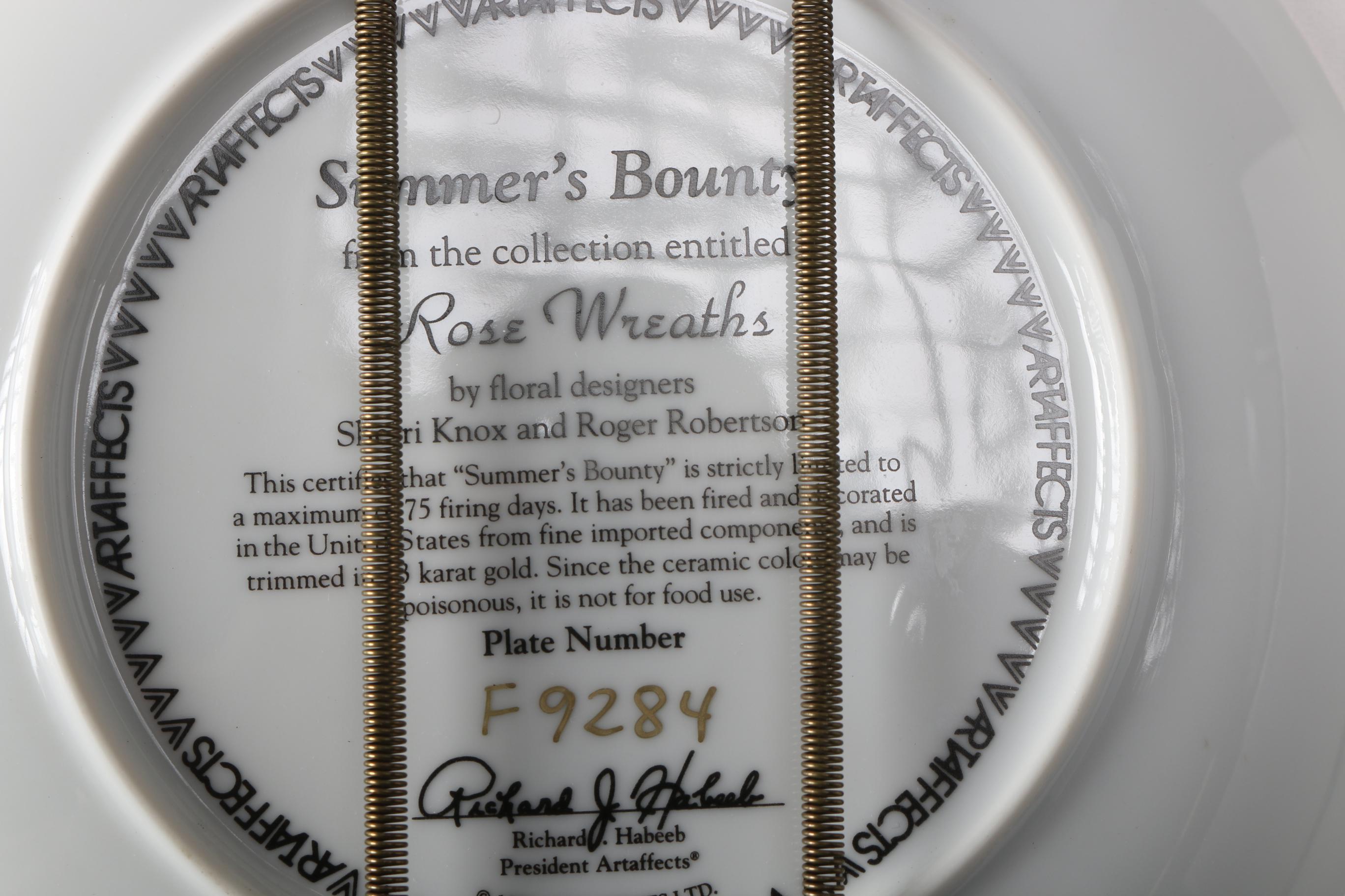 Eastern China Co. 22K Embellished and Artaffects "Summer's Bounty" Decorative Plates