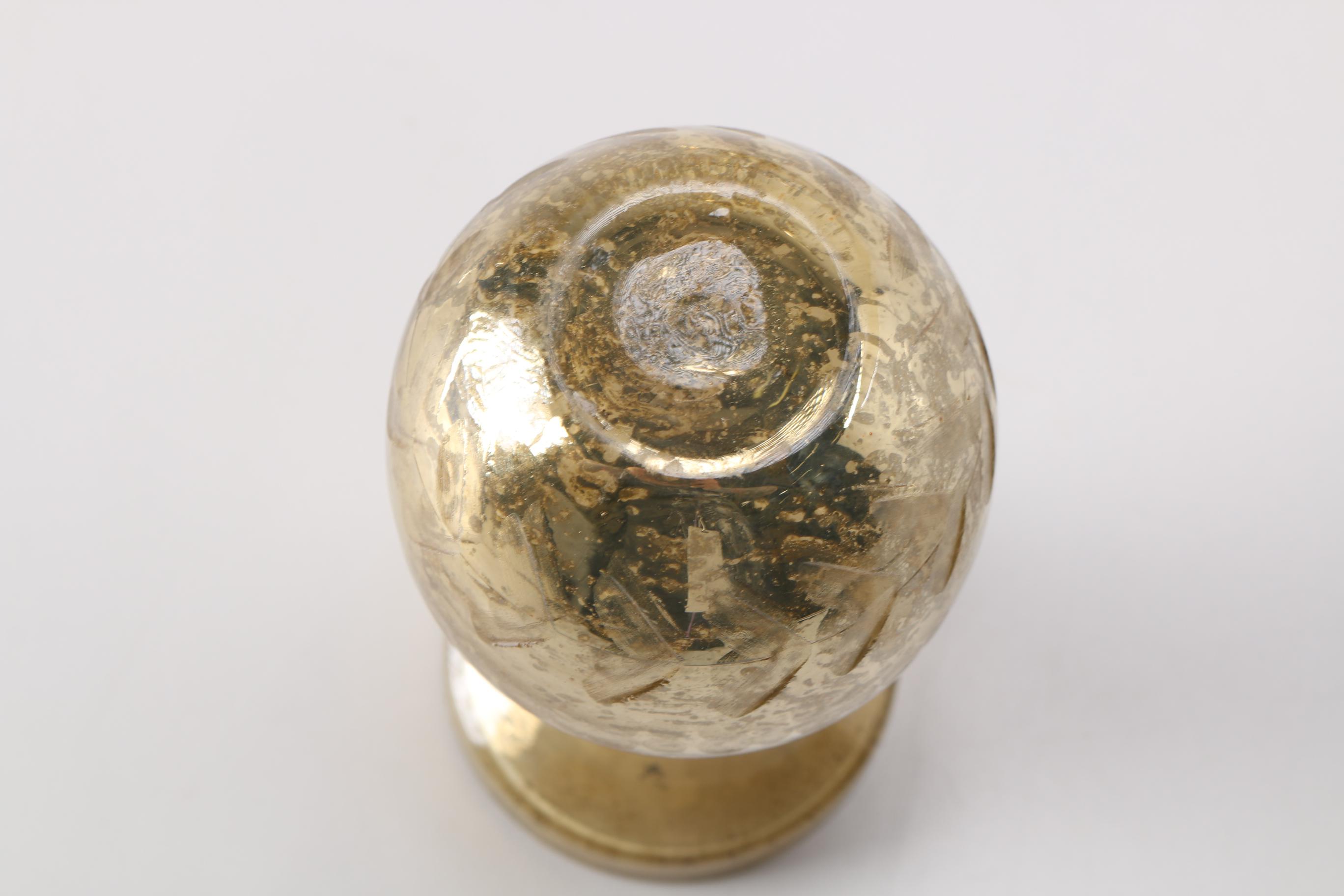 Mercury Glass Bud Vase and Goblet With Lidded Vessel