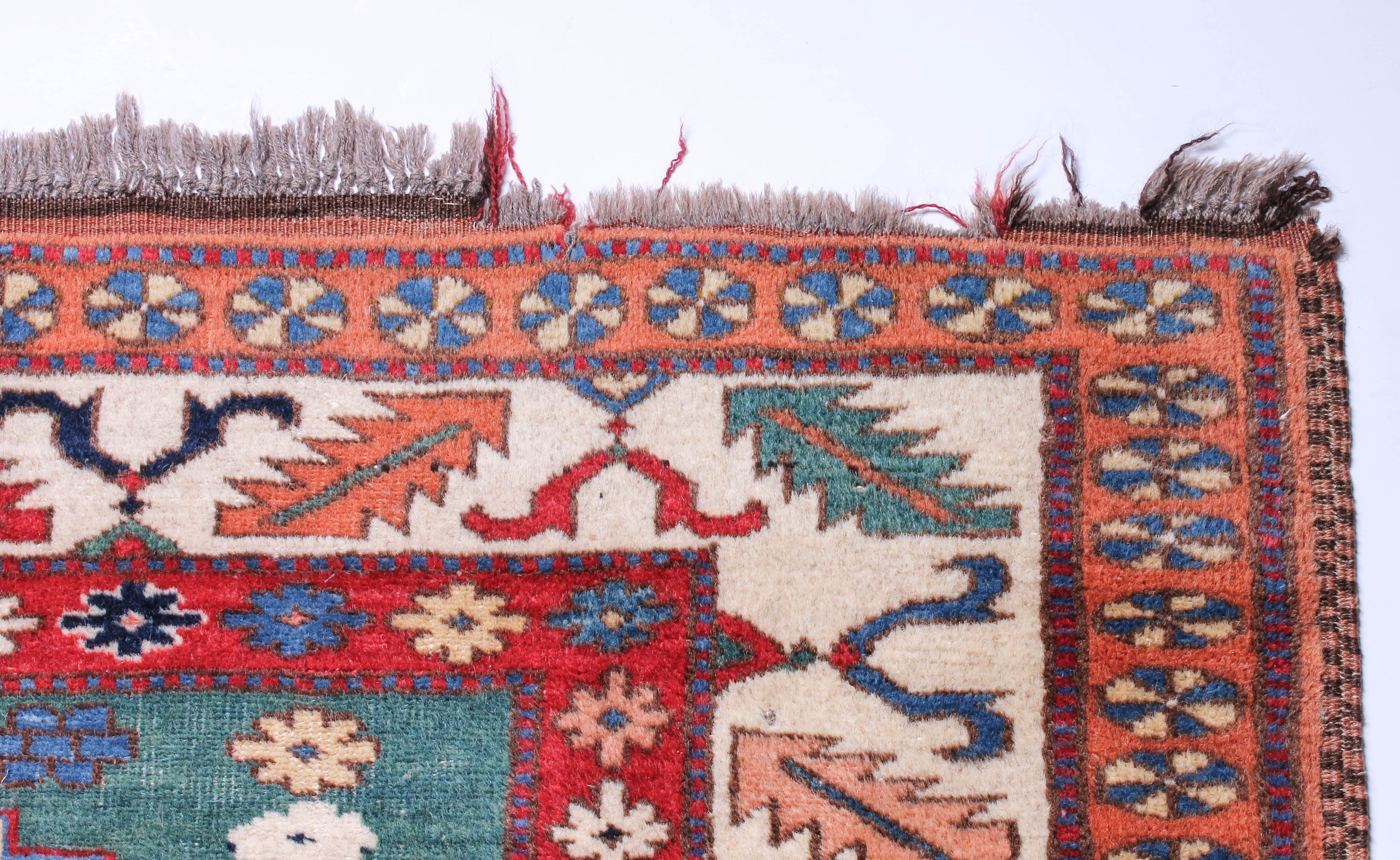 Semi-Antique Hand-Knotted Caucasian Kazak Wool Rug