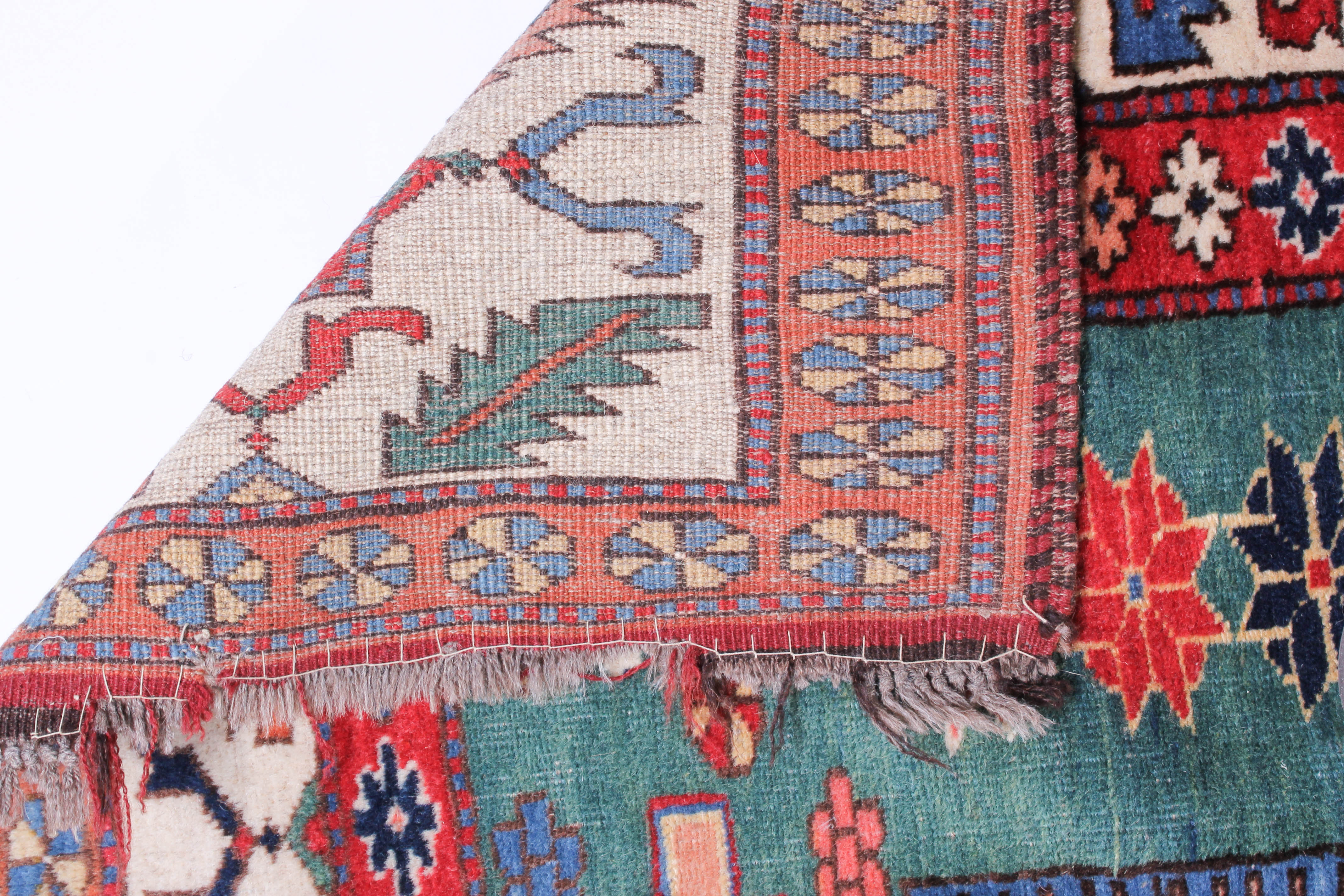 Semi-Antique Hand-Knotted Caucasian Kazak Wool Rug