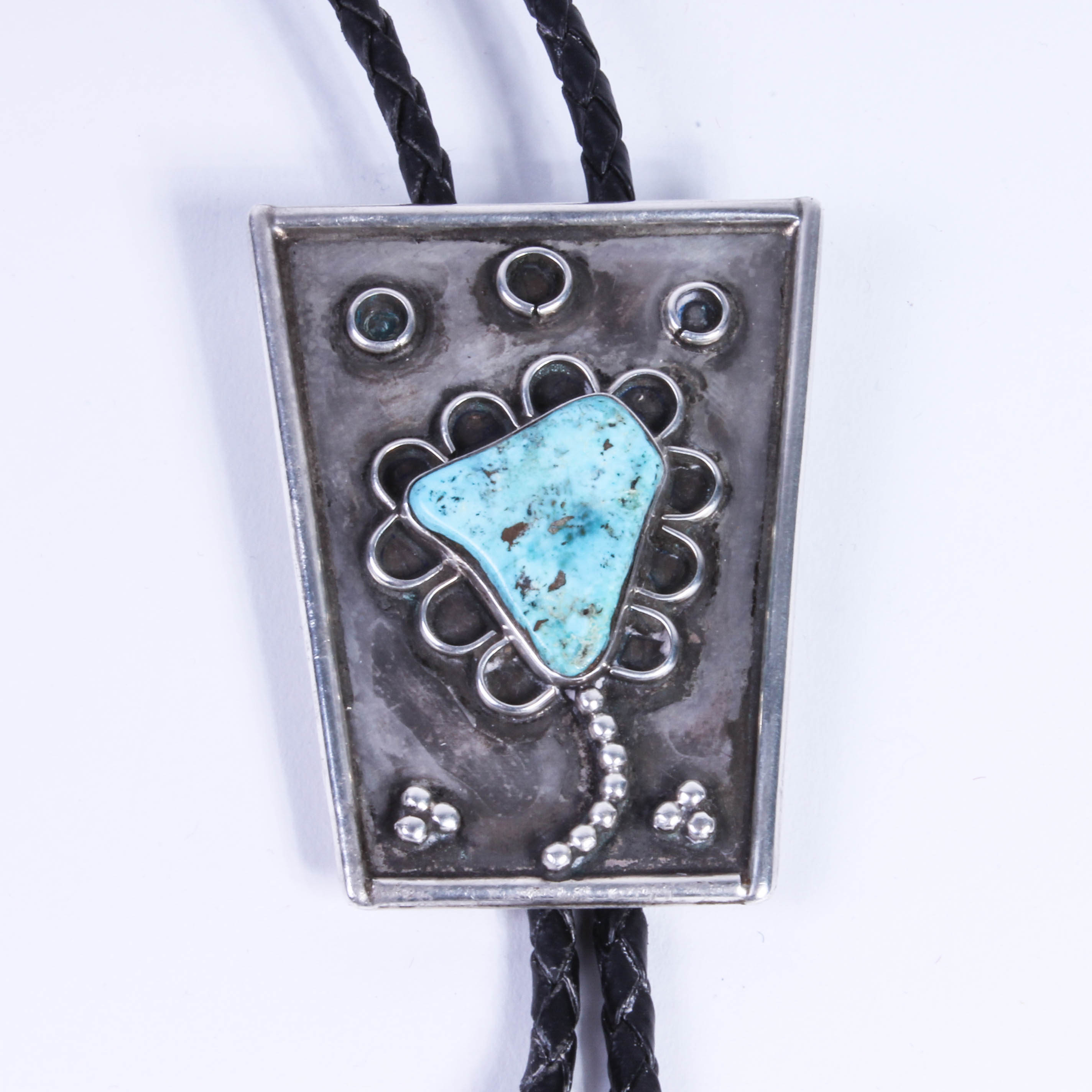 Silver and Turquoise Bolo Tie