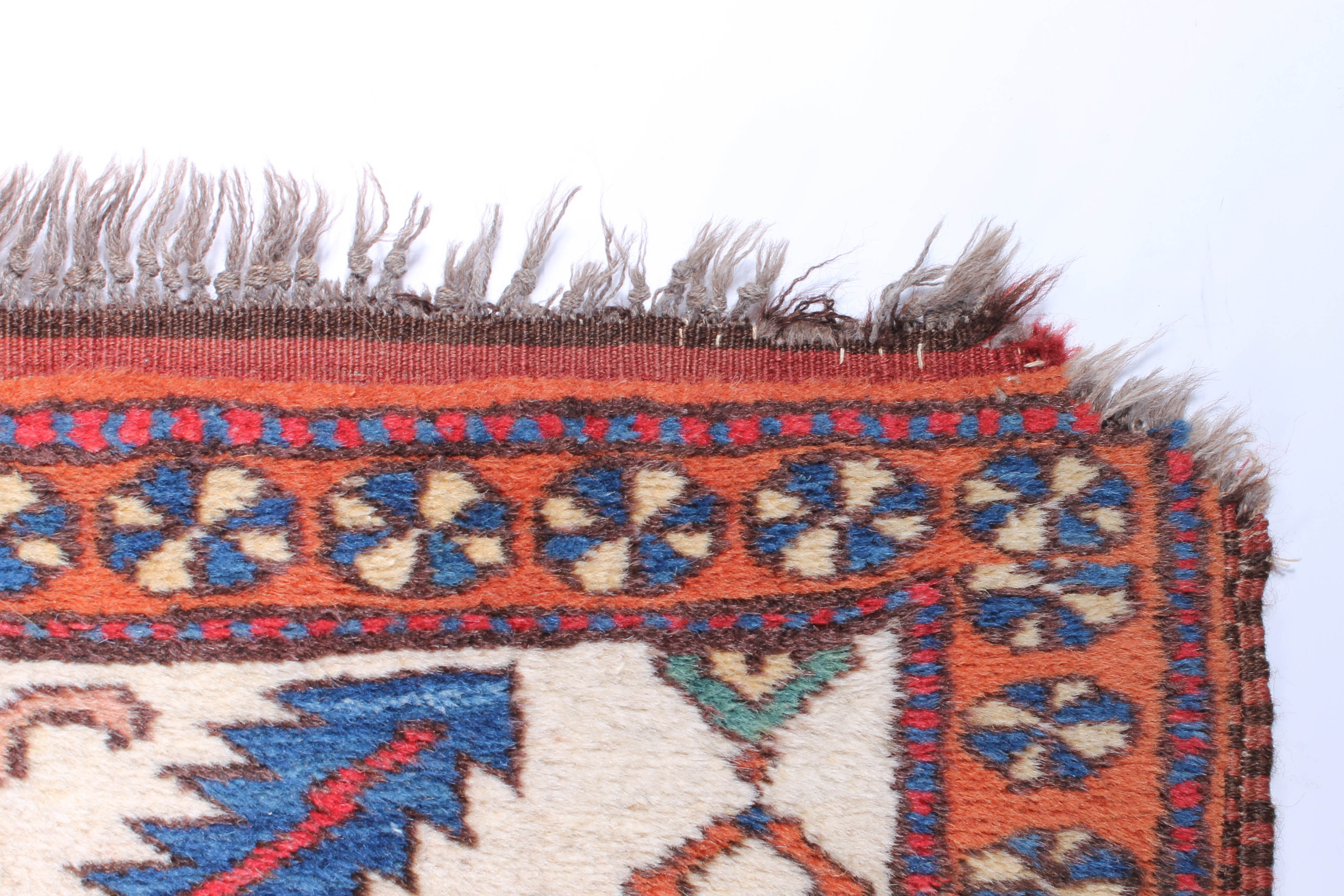 Semi-Antique Hand-Knotted Caucasian Kazak Wool Rug