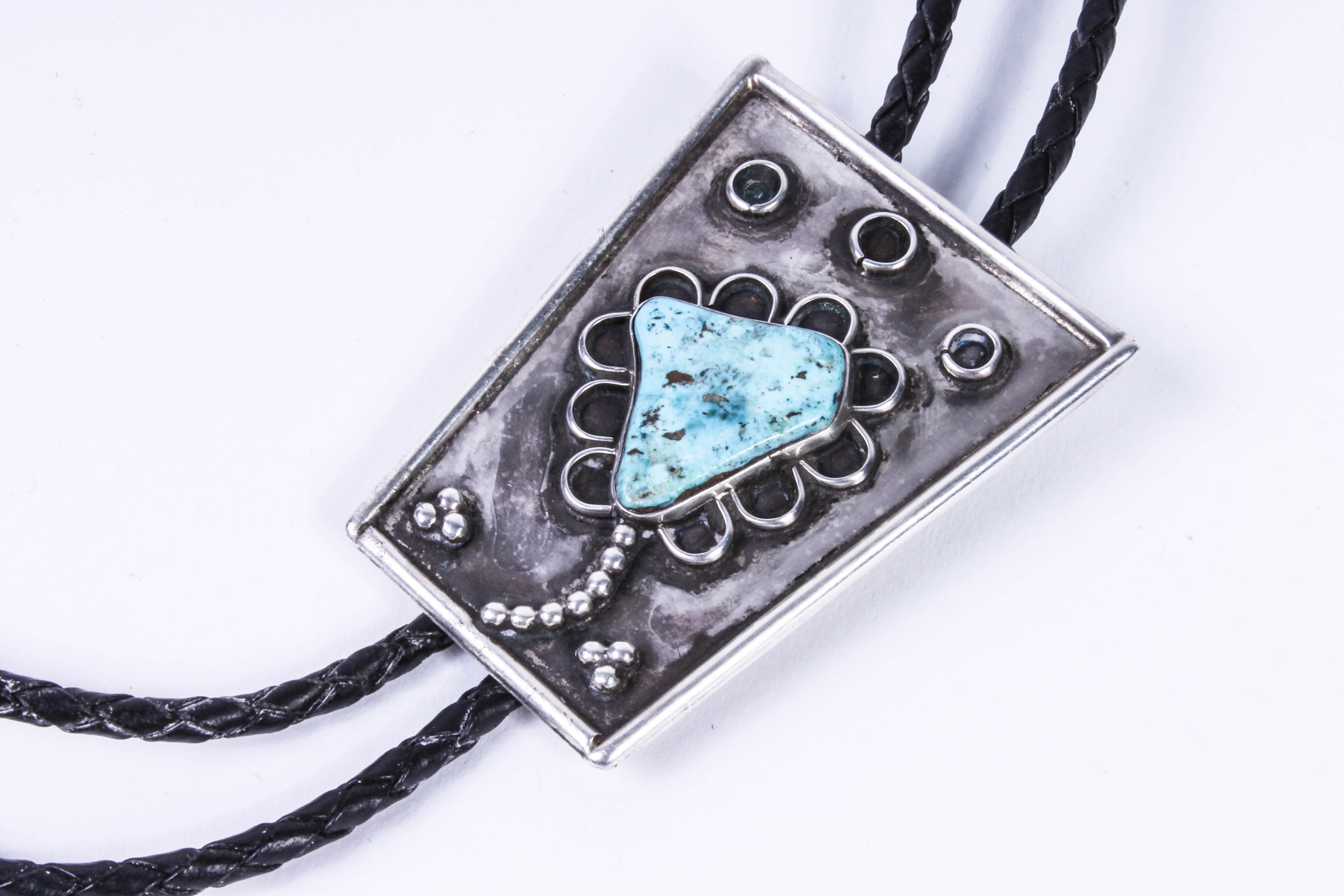 Silver and Turquoise Bolo Tie