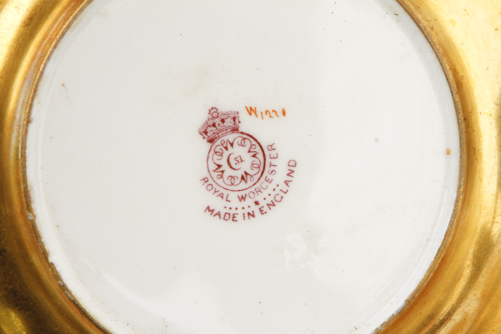 Royal Worcester Gilded Bread & Butter Plate Set Circa 1925