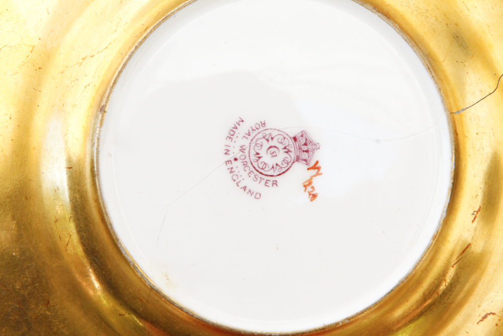Royal Worcester Gilded Bread & Butter Plate Set Circa 1925