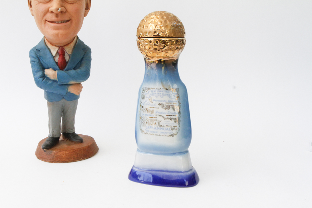 1987 Esco Bob Hope Statue and 1974 Bob Hope Desert Classic Decanter