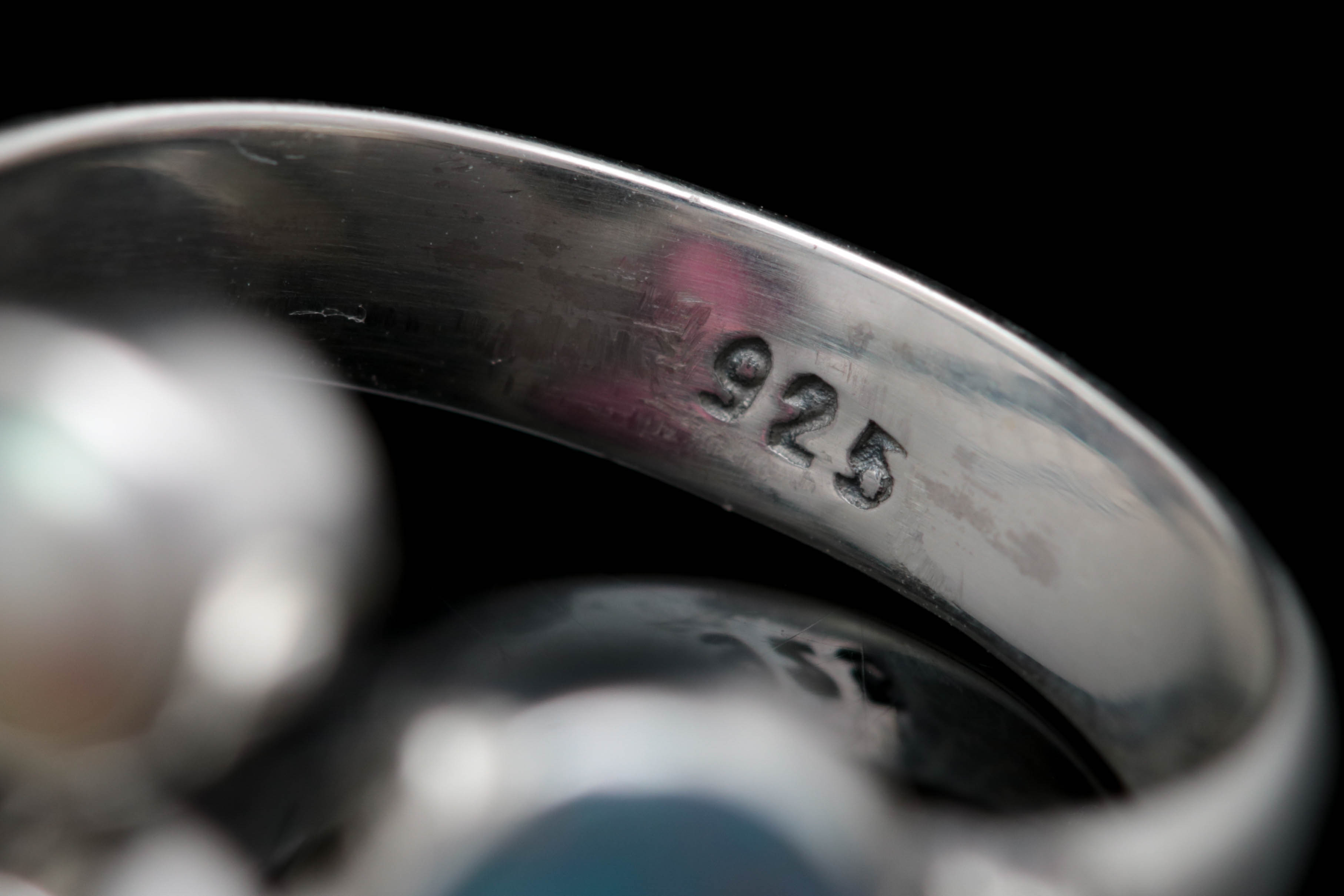 Sterling Silver, Pink Tourmaline, Pearl and Opal Doublet Ring