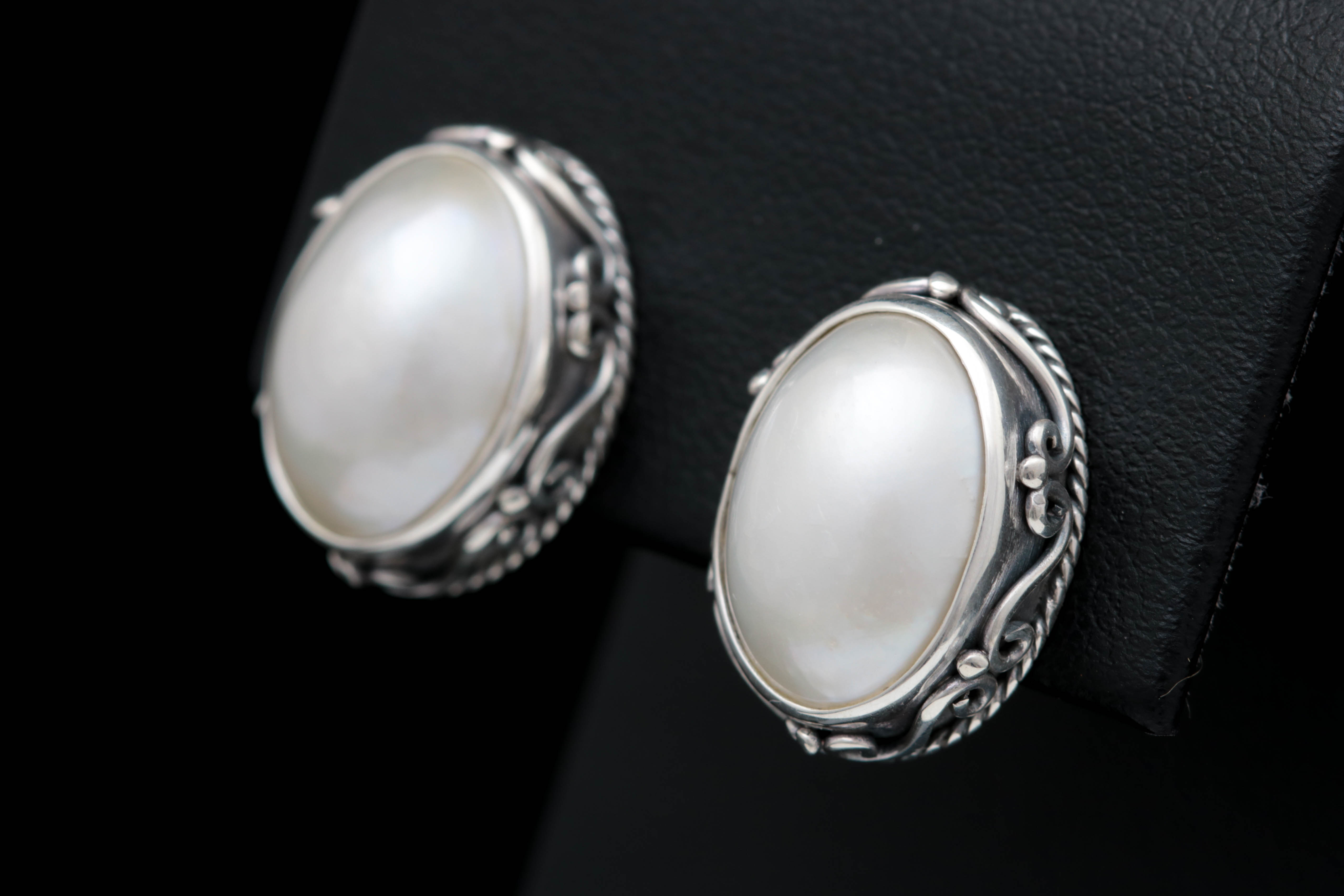 Sterling Silver and Mabé Pearl Earrings