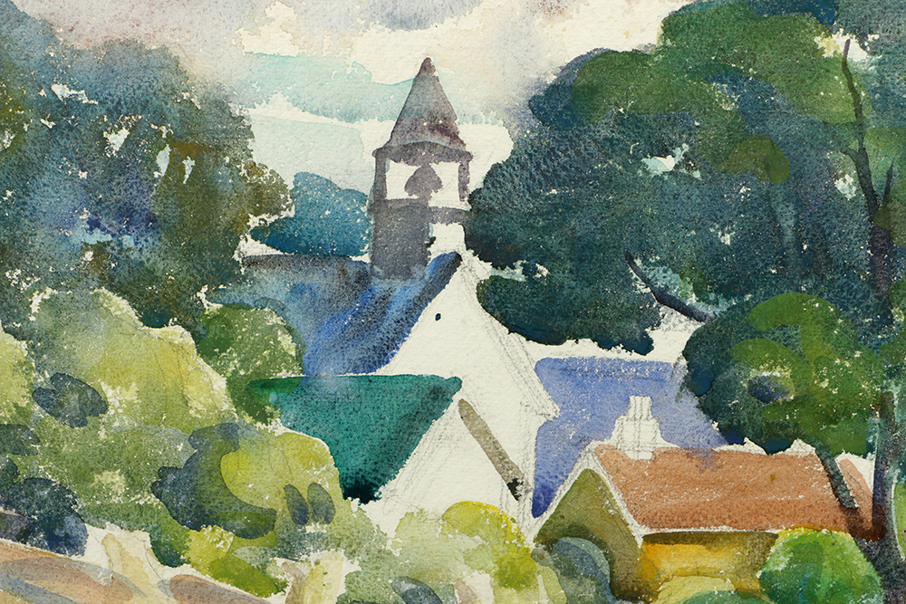 Carl Zimmerman Watercolor Painting "Fodder in the Shock"