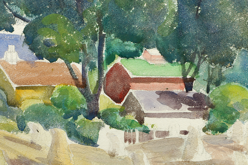 Carl Zimmerman Watercolor Painting "Fodder in the Shock"